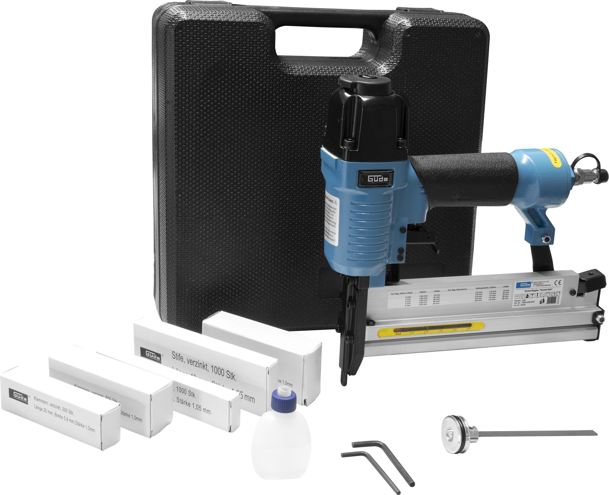 40220 Güde Druckluft Klammergerät/Nagler Kombi-Set
