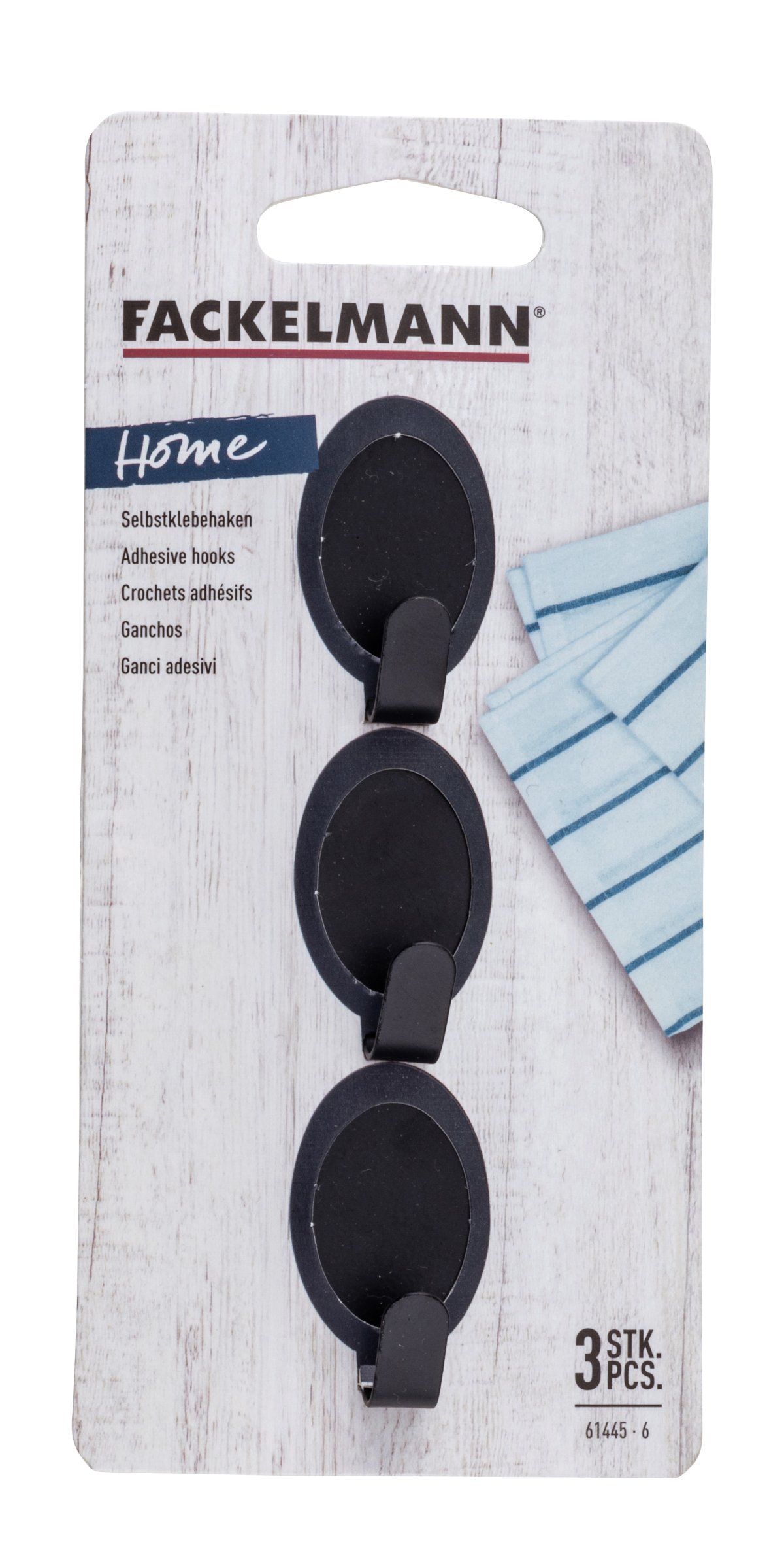 Fackelmann 3 Haken ELLIPSE 41 x 24 mm, schwarz