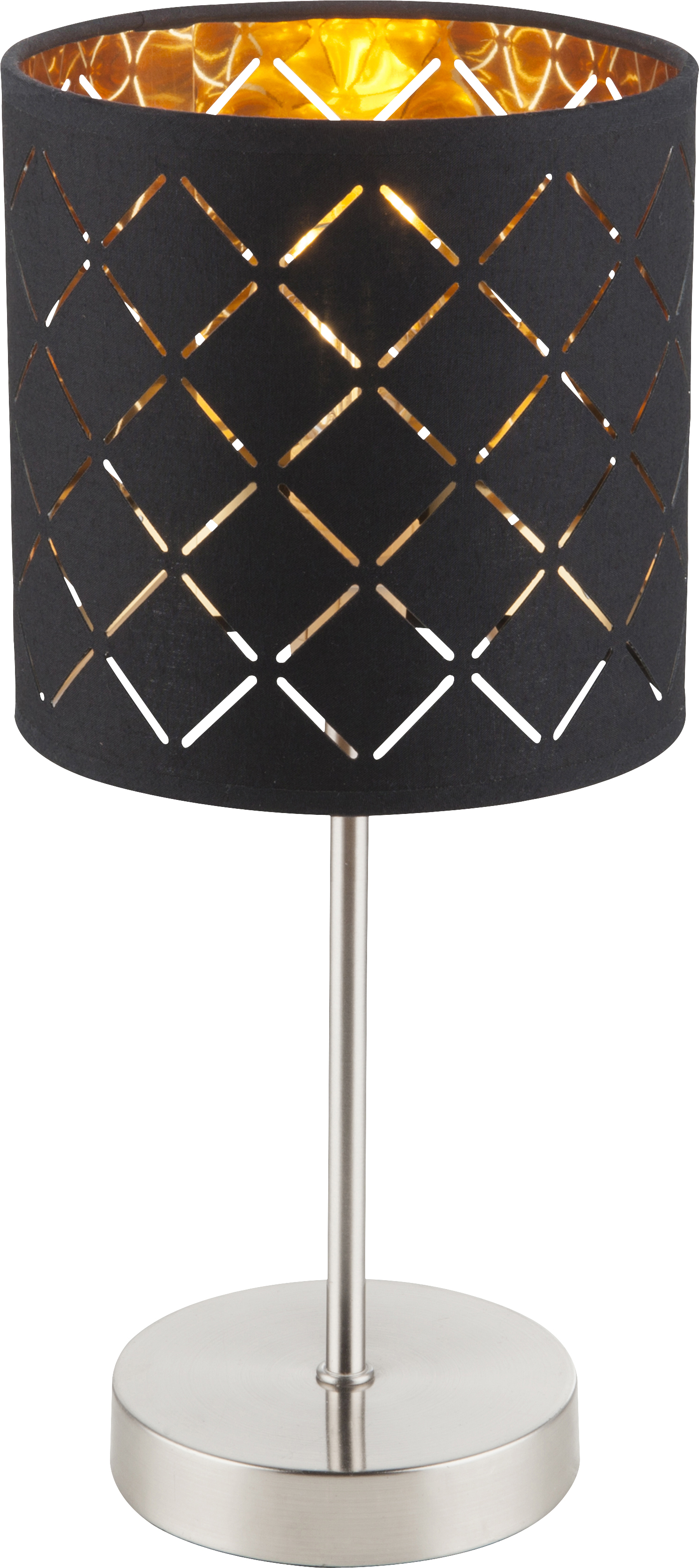 384623_a GLOBO TISCHLEUCHTE 1XE14 40W TEXTIL GOLD SCHWARZ D:15CM