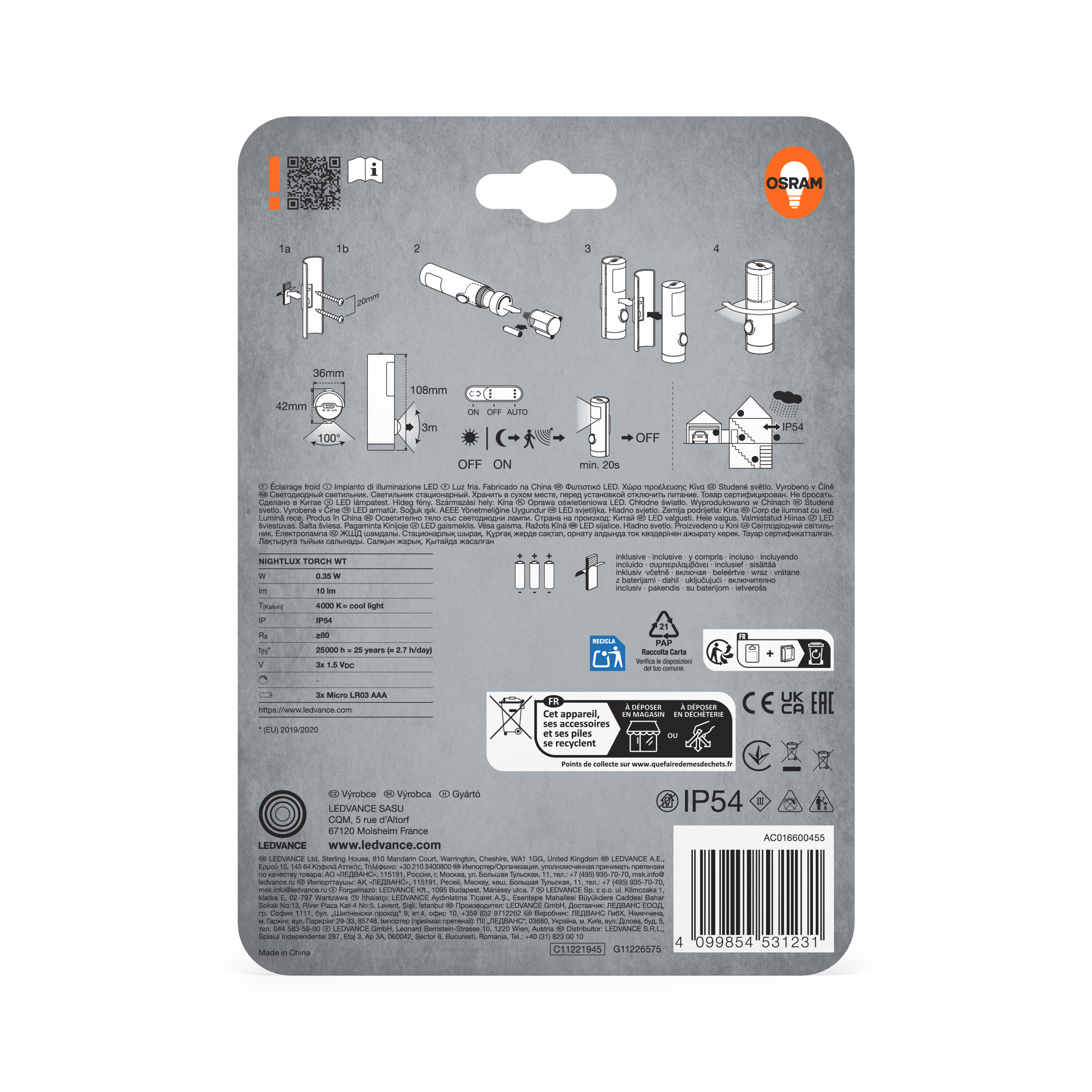 Osram Nachtlicht "Nightlux Torch", weiß