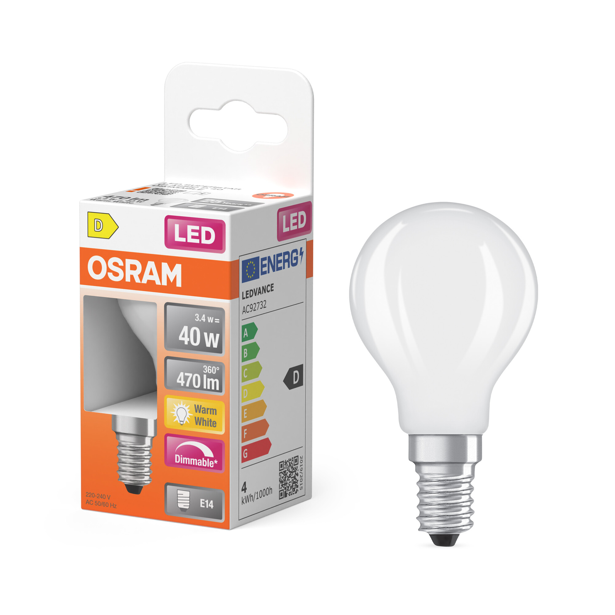 Osram Retrofit Classic LED Lampe dimmbar, E14