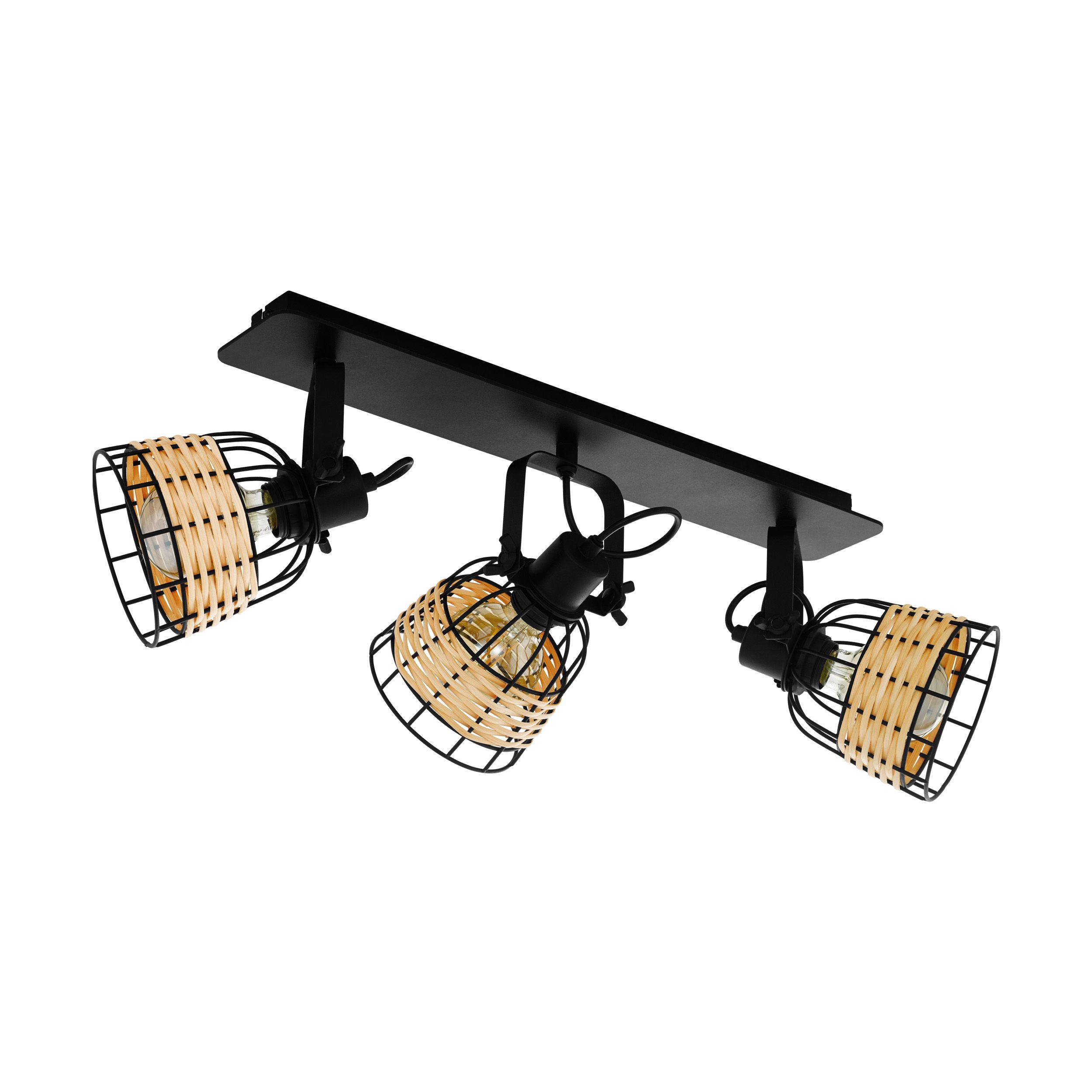 791152 Eglo Spot 3XE27 schwarz/rattan, ANWICK1