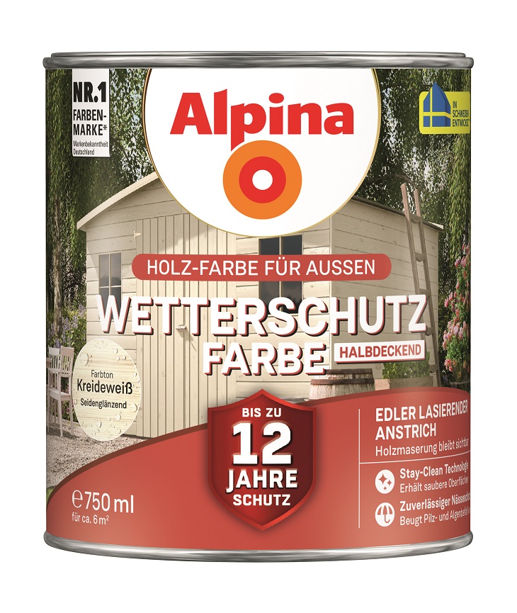 Alpina Wetterschutz-Farbe Kreideweiß, 750ml