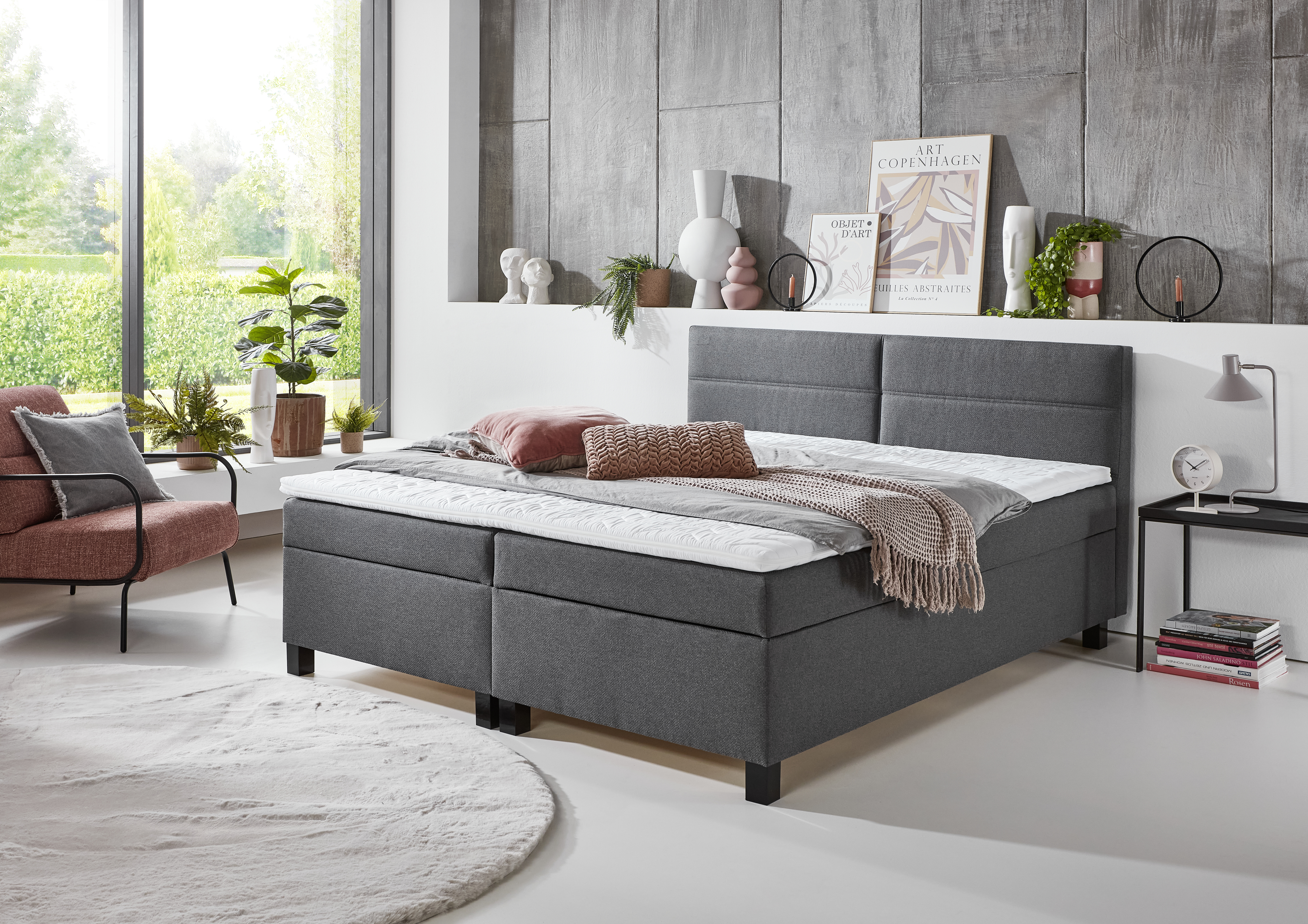 Sun Garden Boxspringbett 2430 Cresco/ Bettenset mit Stauraum, 180 x 200 cm