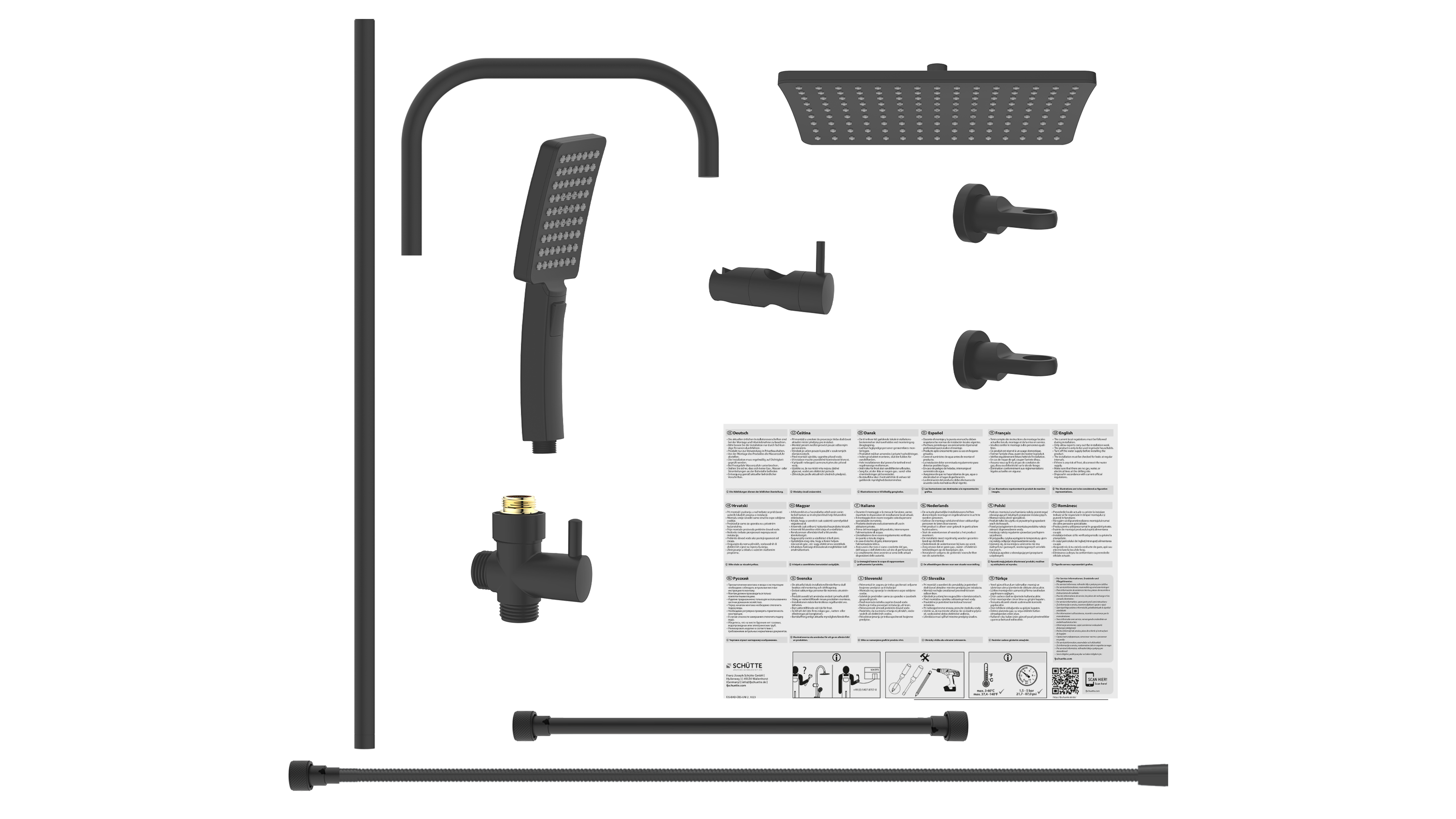 Schütte Überkopf-Brauseset Mallorca, Schwarz matt Schütte Überkopf-Brauseset Mallorca, Schwarz matt