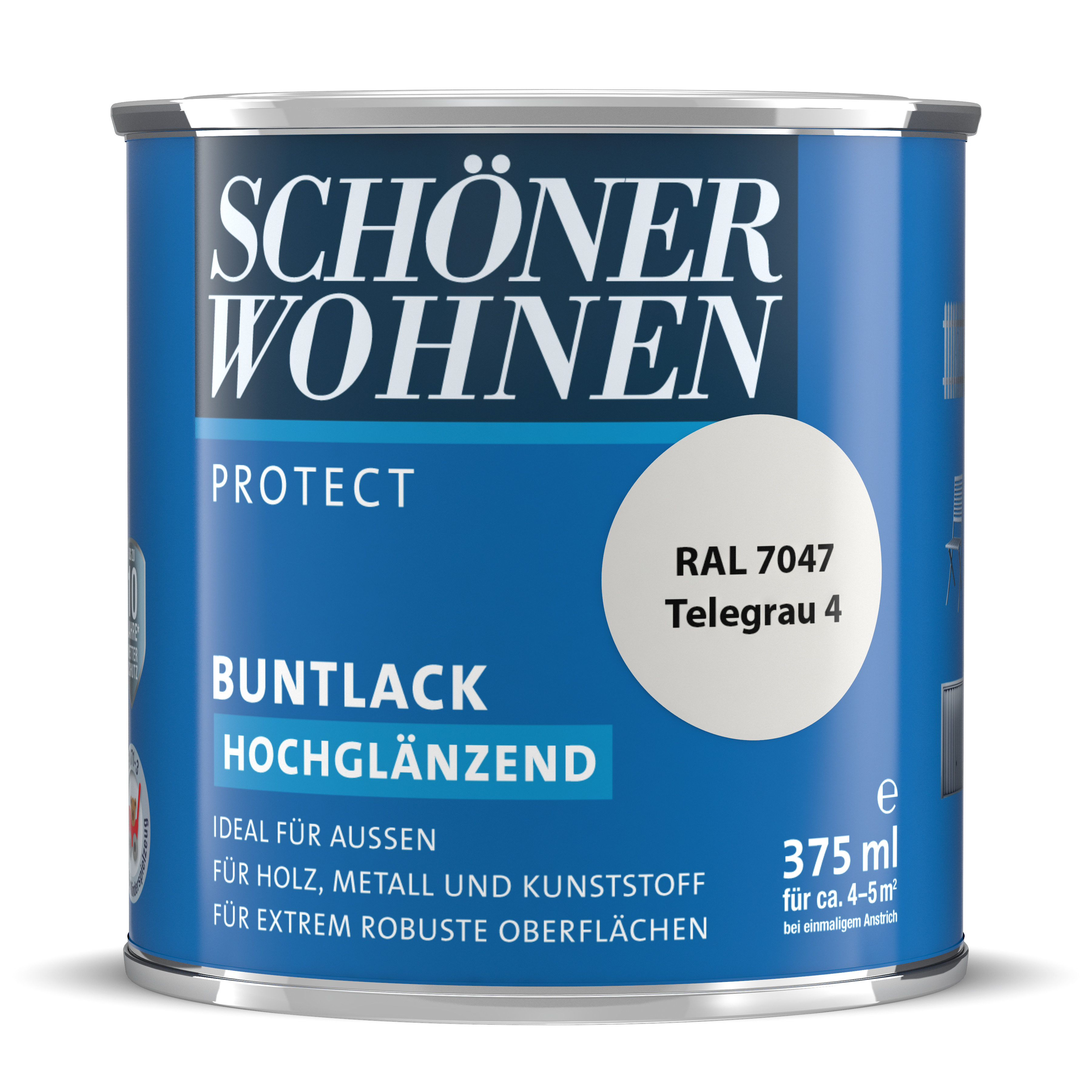 Schöner Wohnen Protect Buntlack, hochglänzend, telegrau