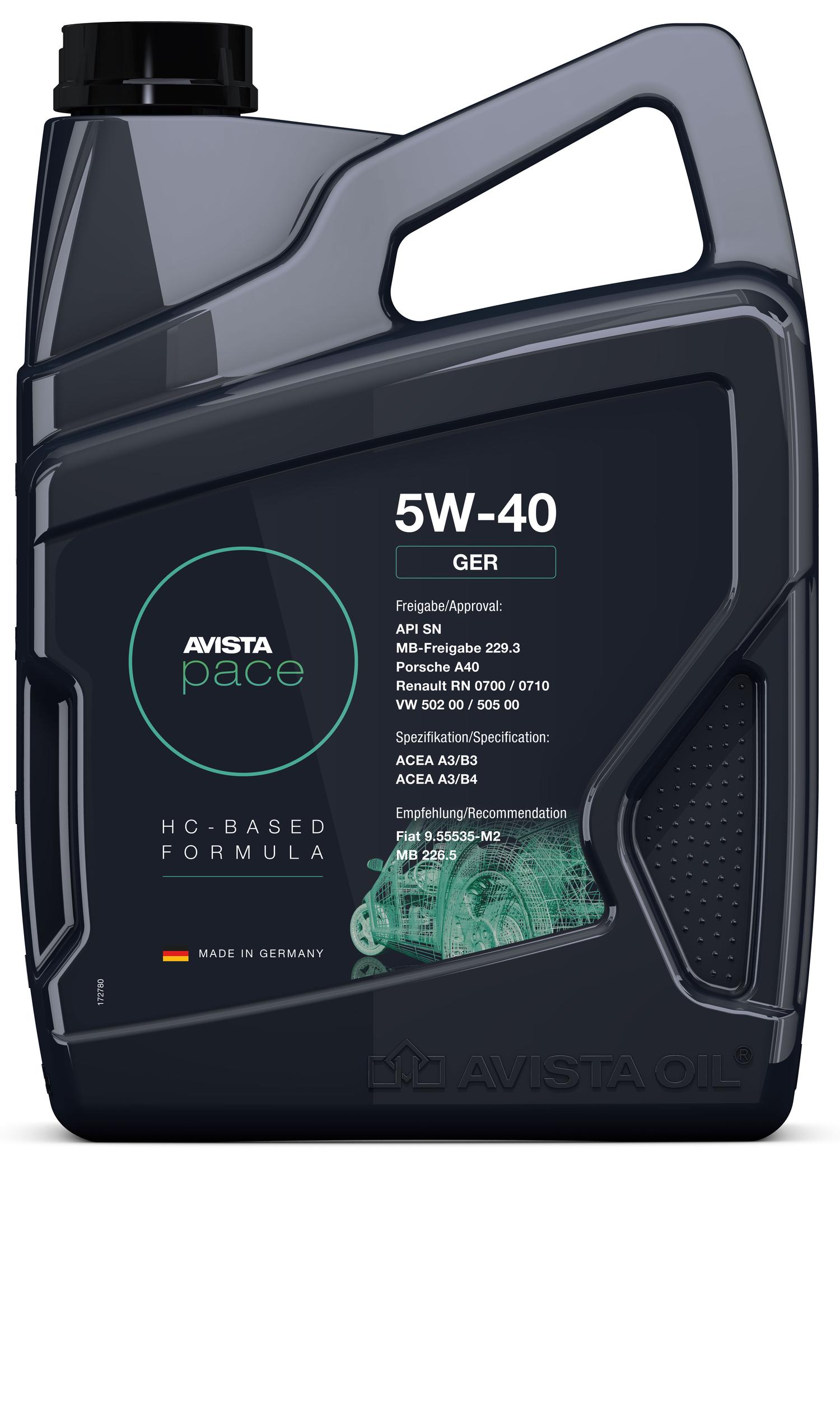 csm_pace_GER_SAE_5W-40_5l_864baf1b2ak4Gs4JBbncfYj Avista Motoröl 5W-40, 5 Liter