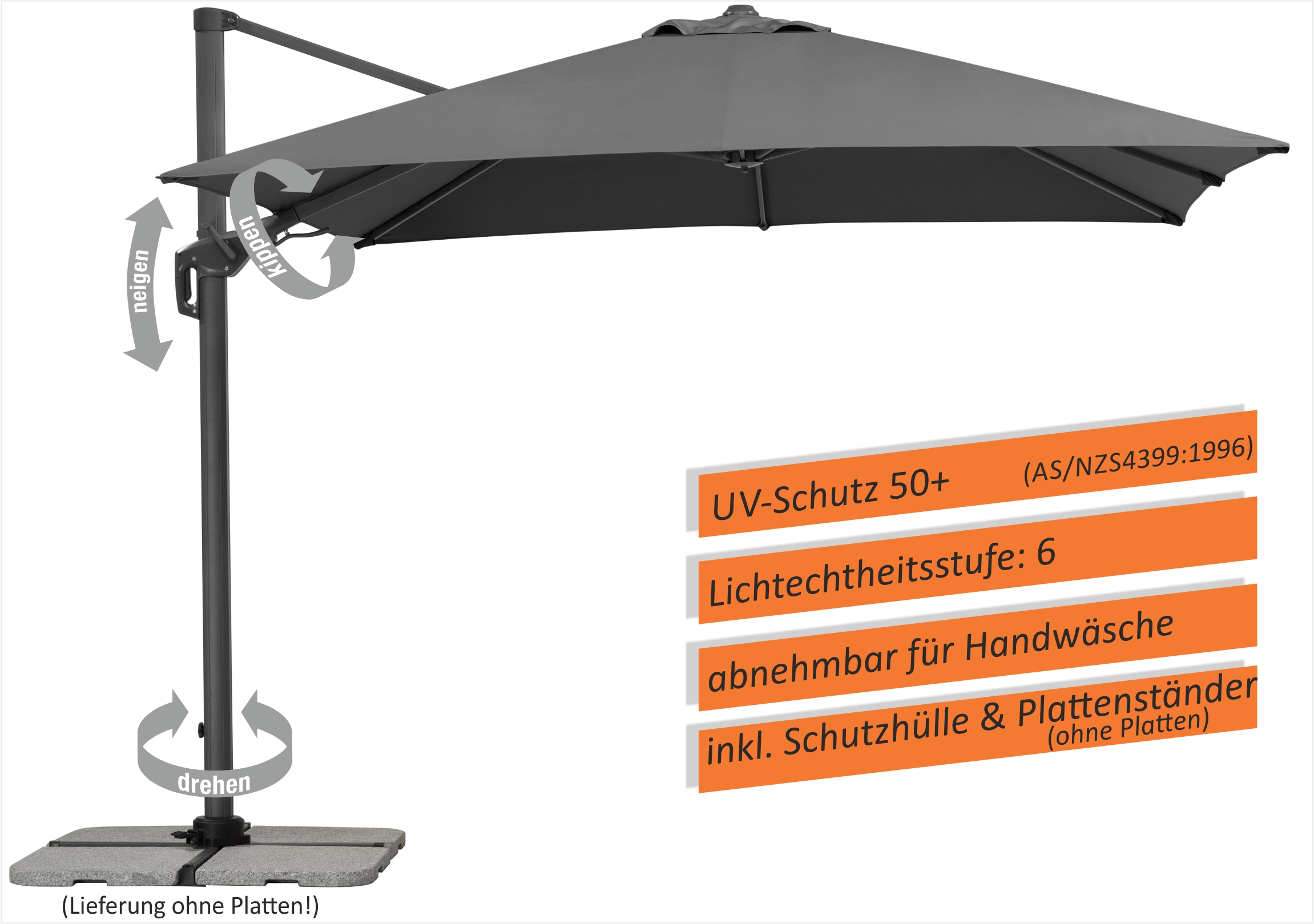 670430_1 Schneider Ampelschirm RHODOS TWIST ca. 300 x 300 cm Anthrazit