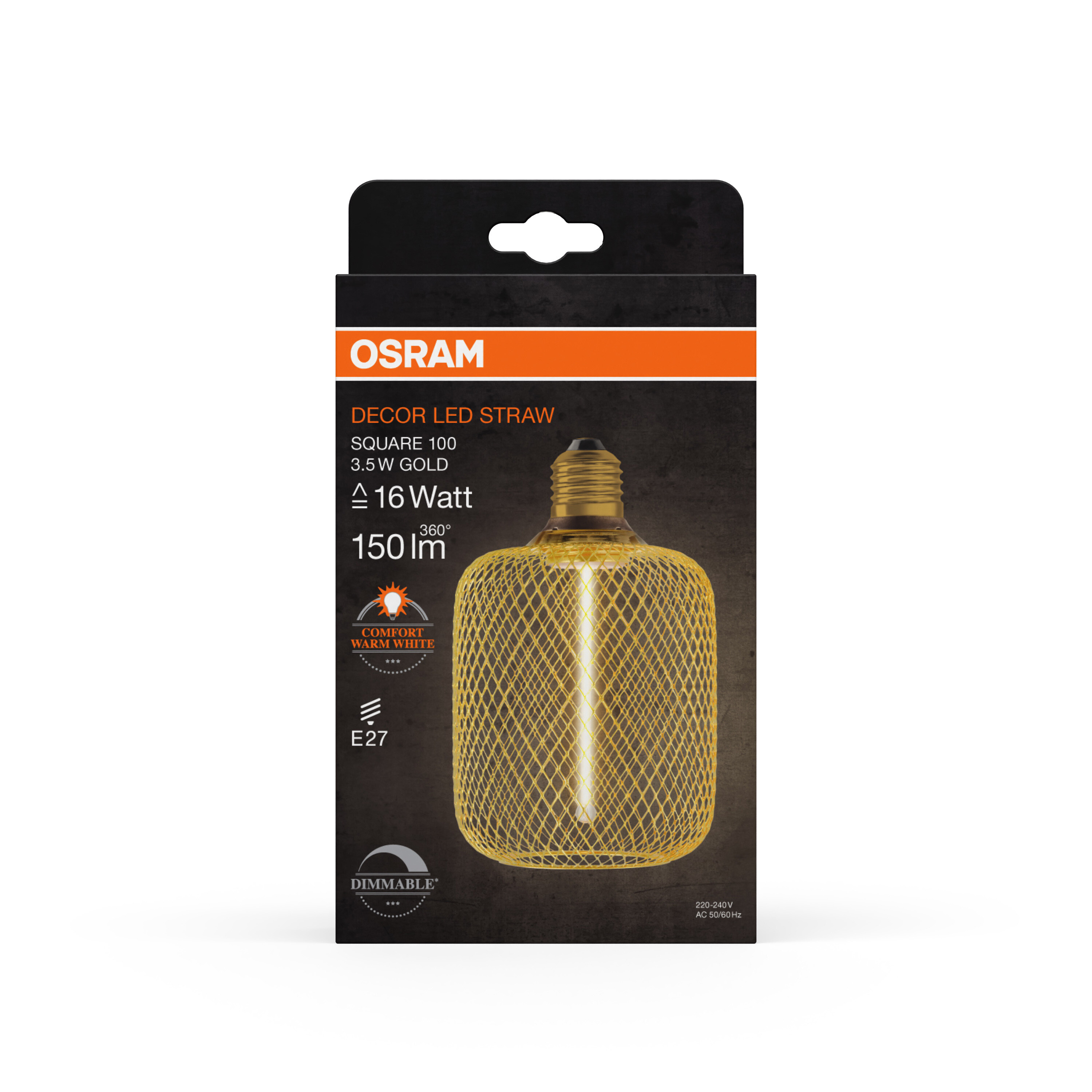 Osram LED Leuchte Quadrat, gold, warmweiß, E27