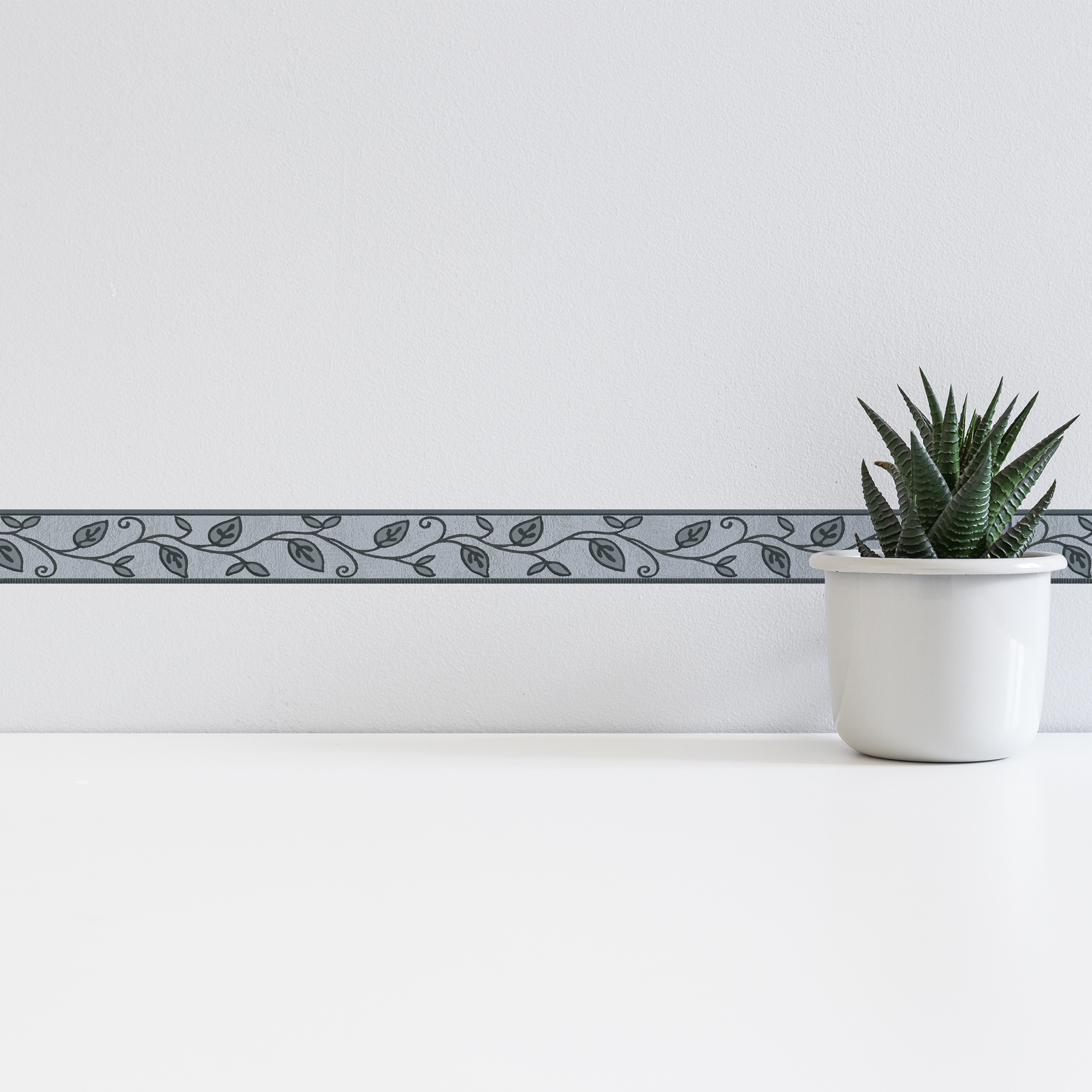 A.S. Création selbstklebende Bordüre mit blätterranken grau schwarz – pflanzenmotiv modern