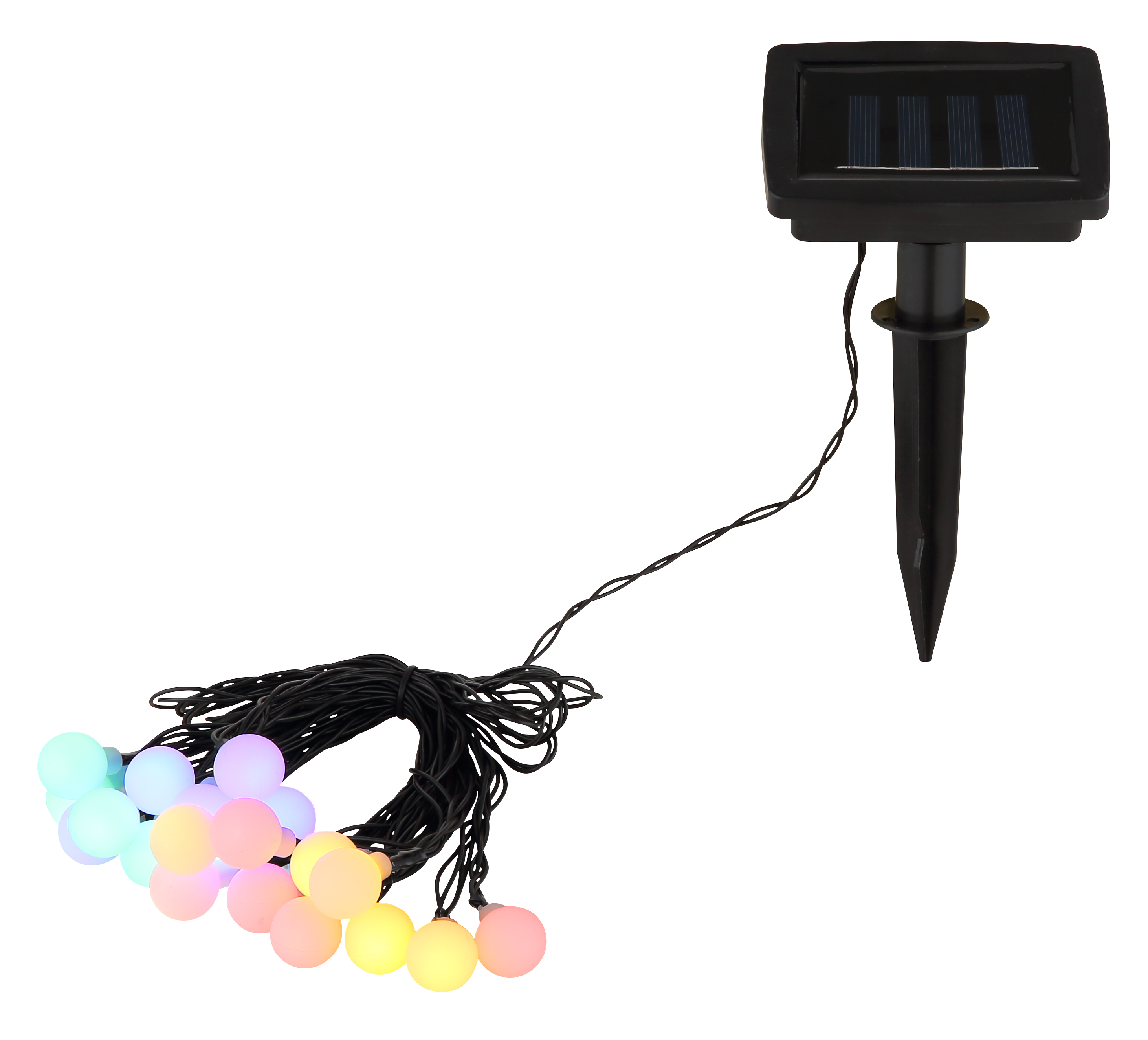 Globo Solar Lichterkette Kunststoff schwarz, 20xLED bunt Globo Solar Lichterkette Kunststoff schwarz, 20xLED bunt