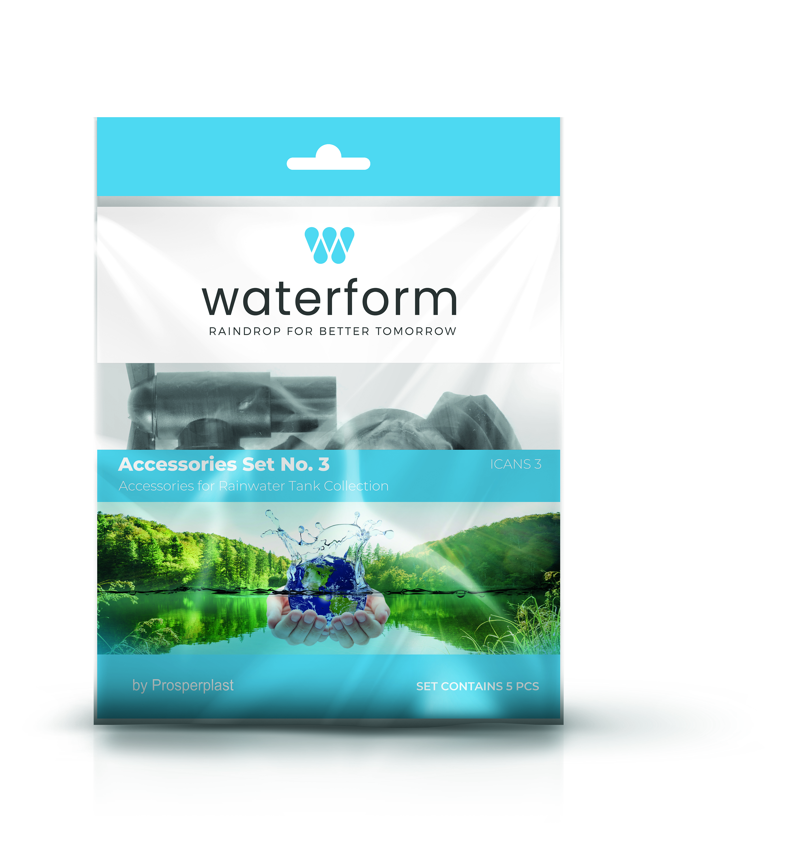 5905197285634 Prosperplast Anschlussset Regentonne, Icanset 3, 5-teilig