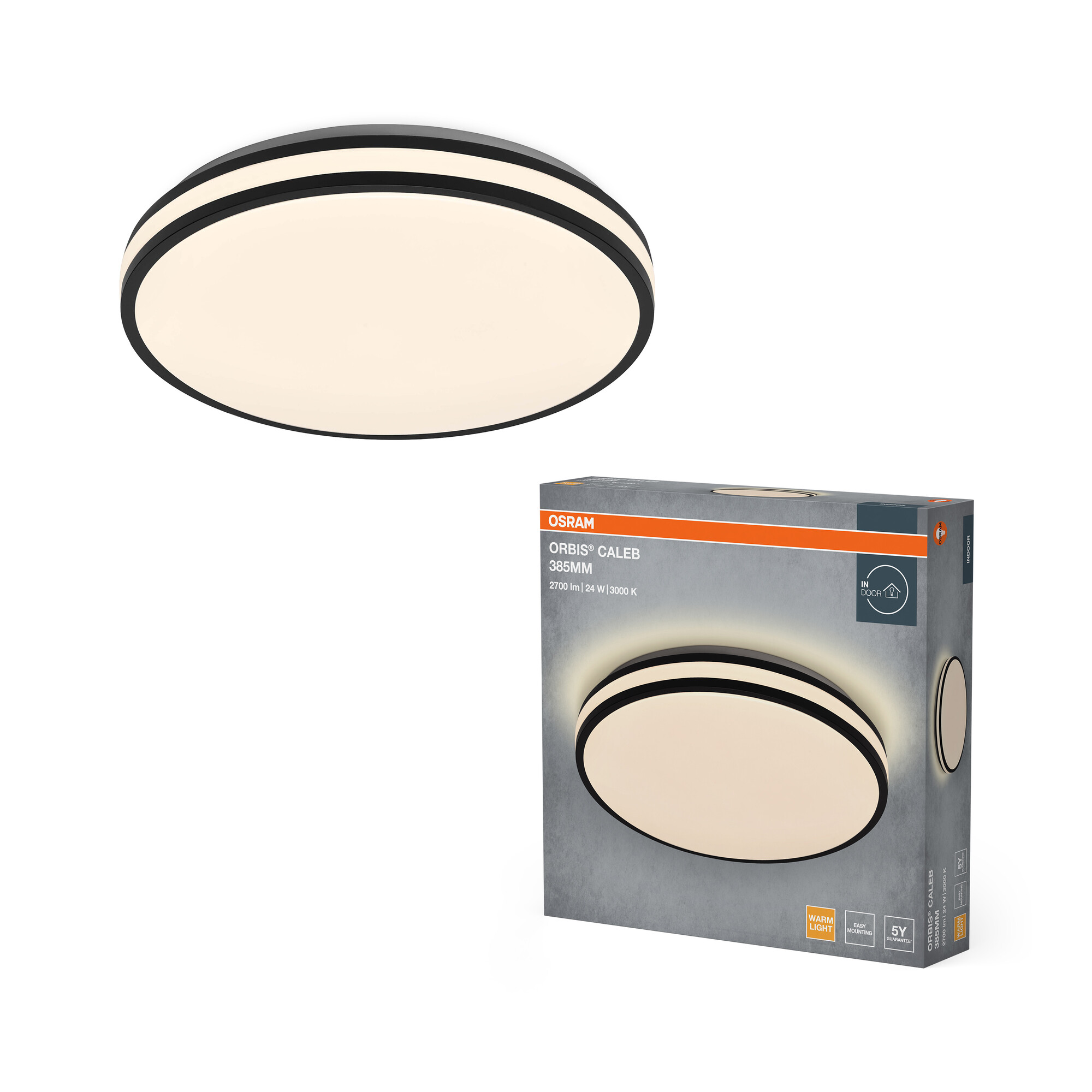 Osram Led Deckenleuchte "Orbis Caleb", 385 mm, 24W, 830, schwarz
