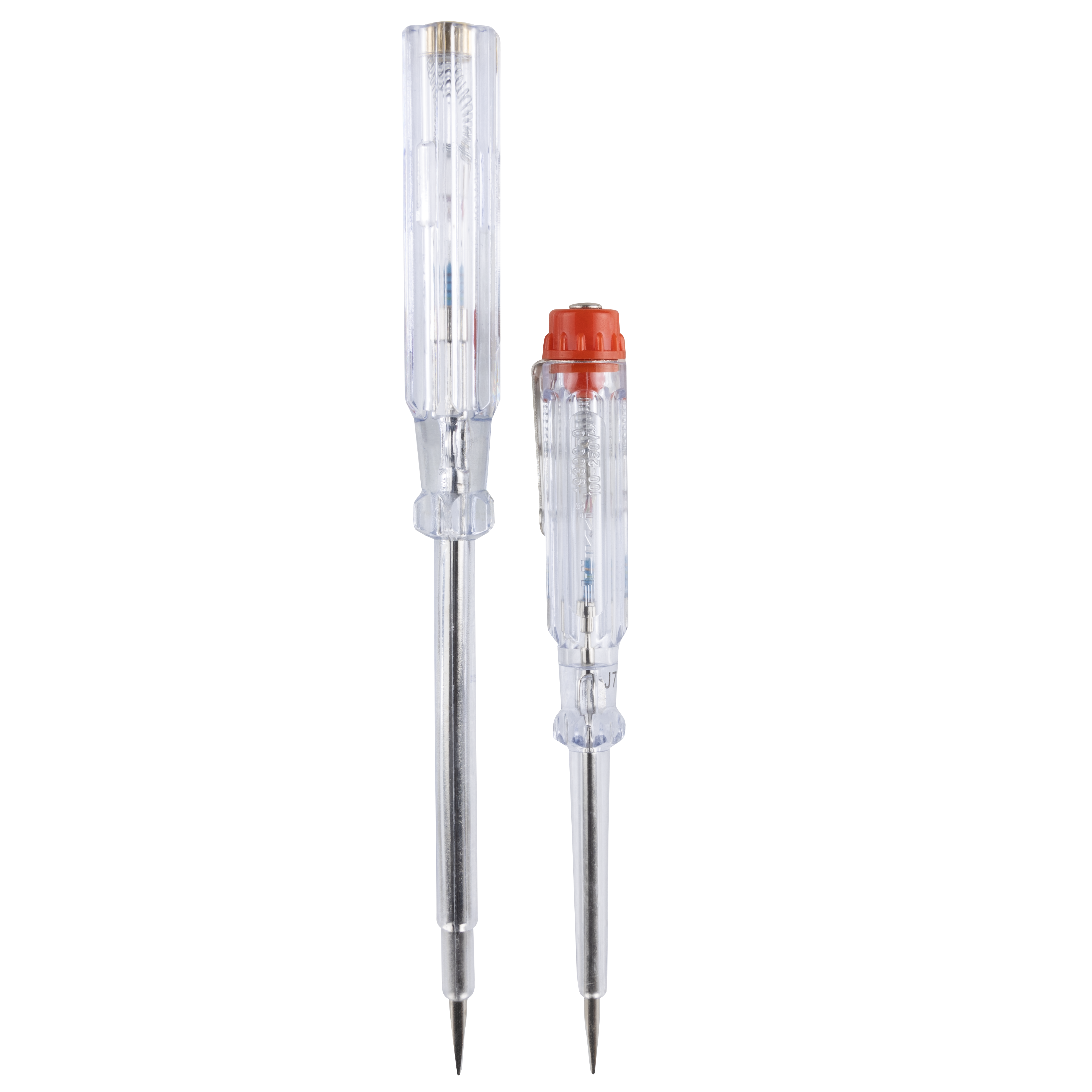 REV Spannungsprüfer-Set mit Anzeige über Glimmlampe und Ansteckclip, transparent