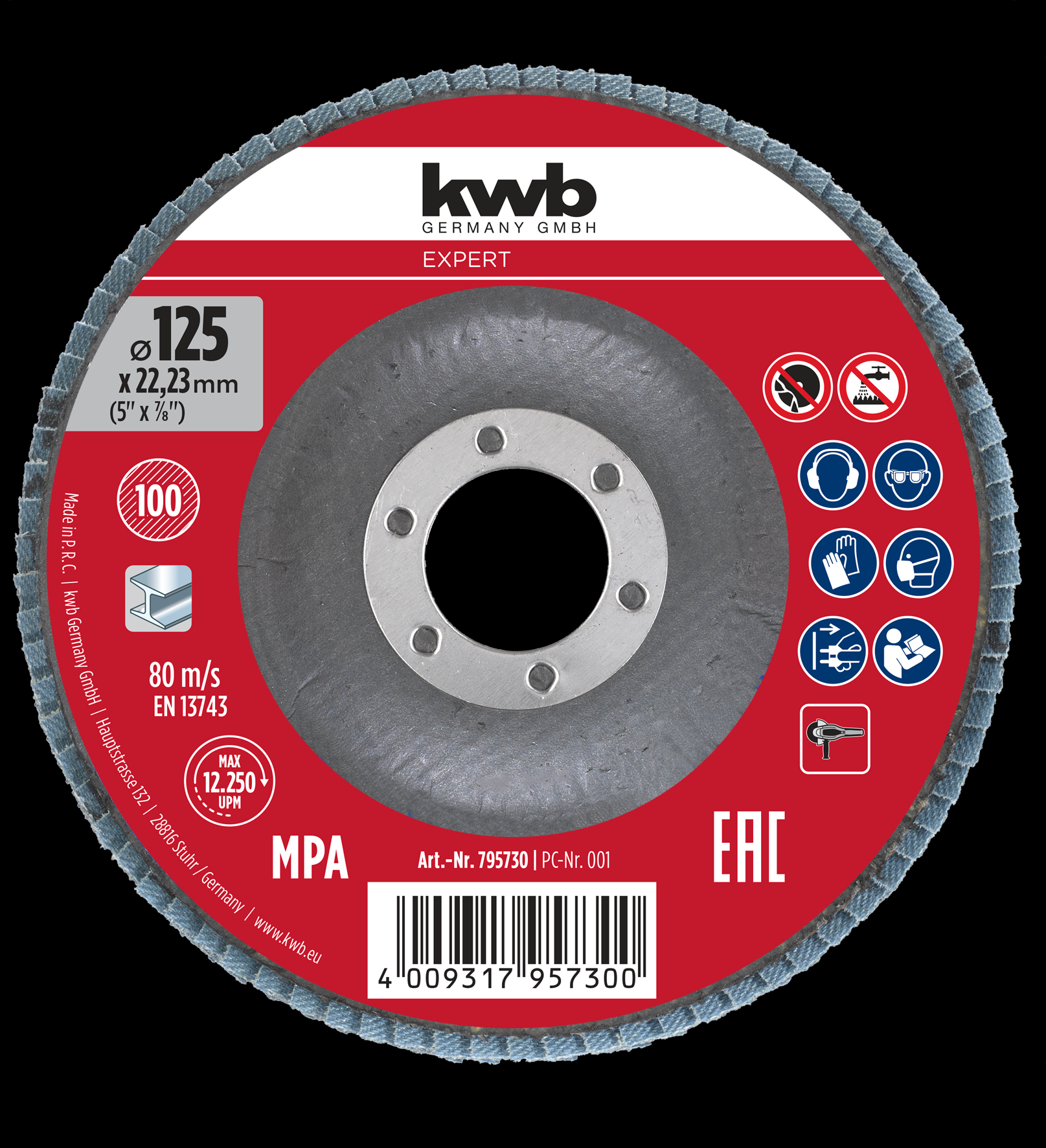 kwb Zirkon Schleifmop, 125 mm, K100, LS kwb Zirkon Schleifmop, 125 mm, K100, LS