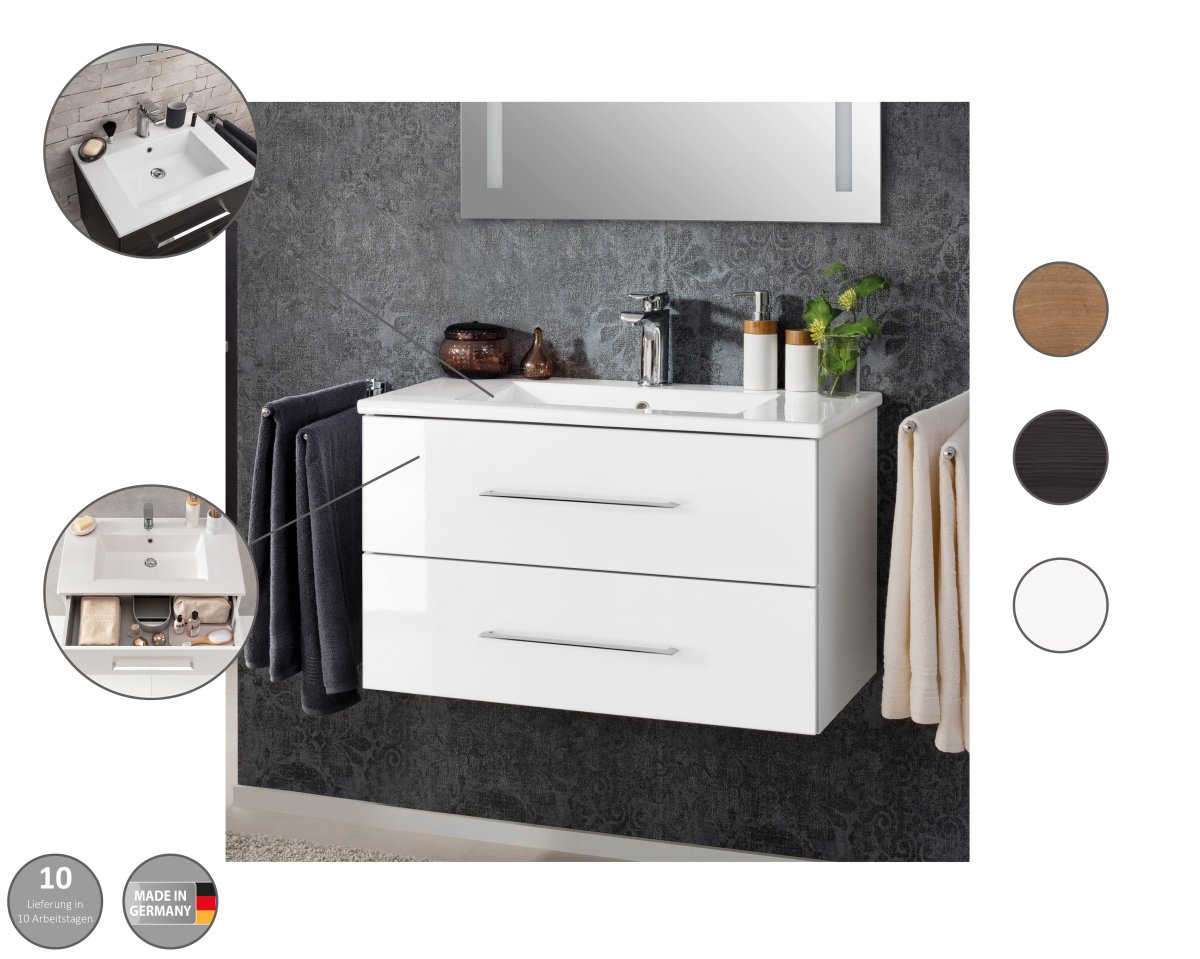 Fackelmann B.perfekt Set Keramikbecken + Waschtischunterschrank, 622 x 505 x 480 mm