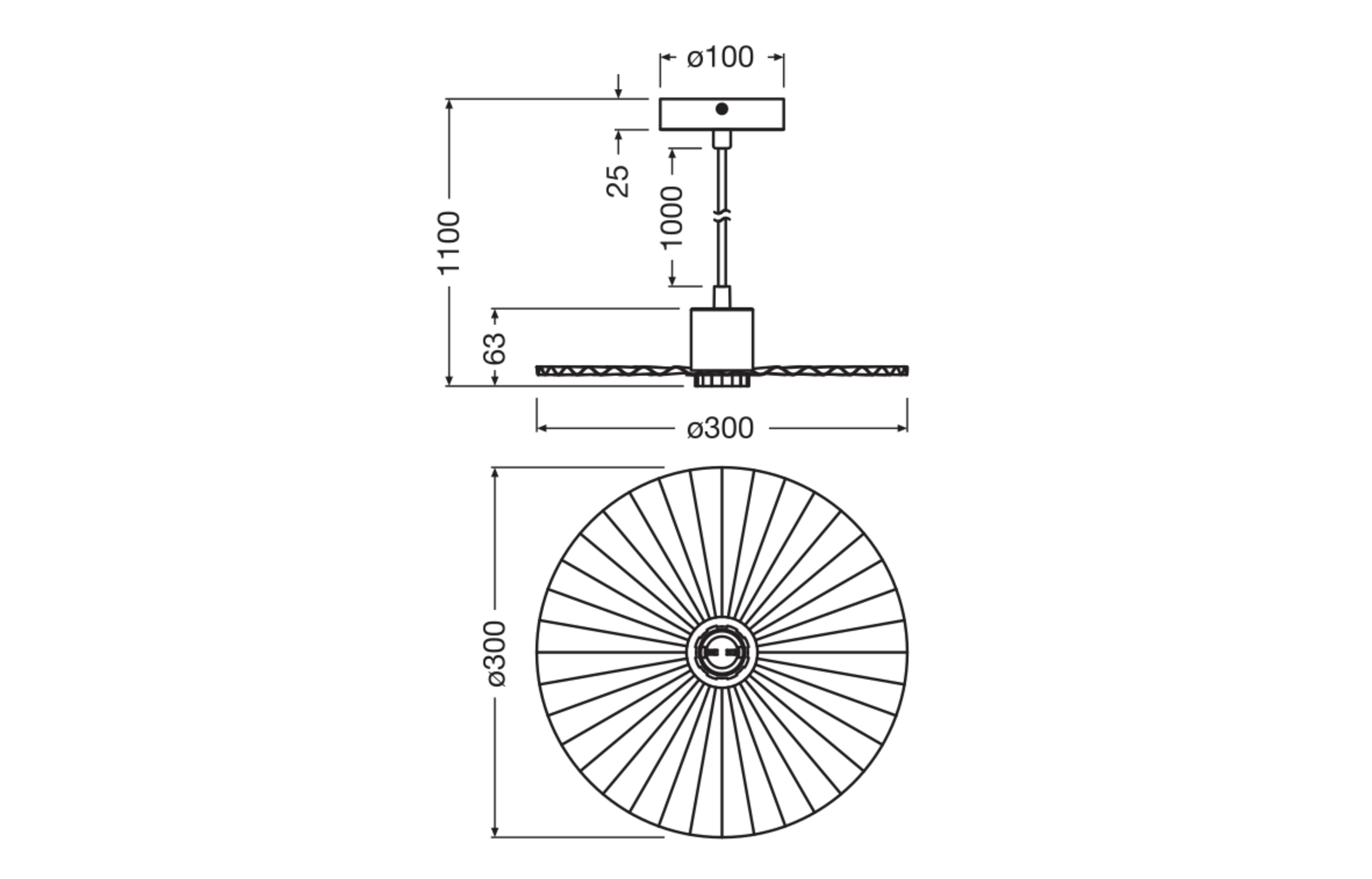 Osram Decor Plissee Pendelleuchte E27, schwarz