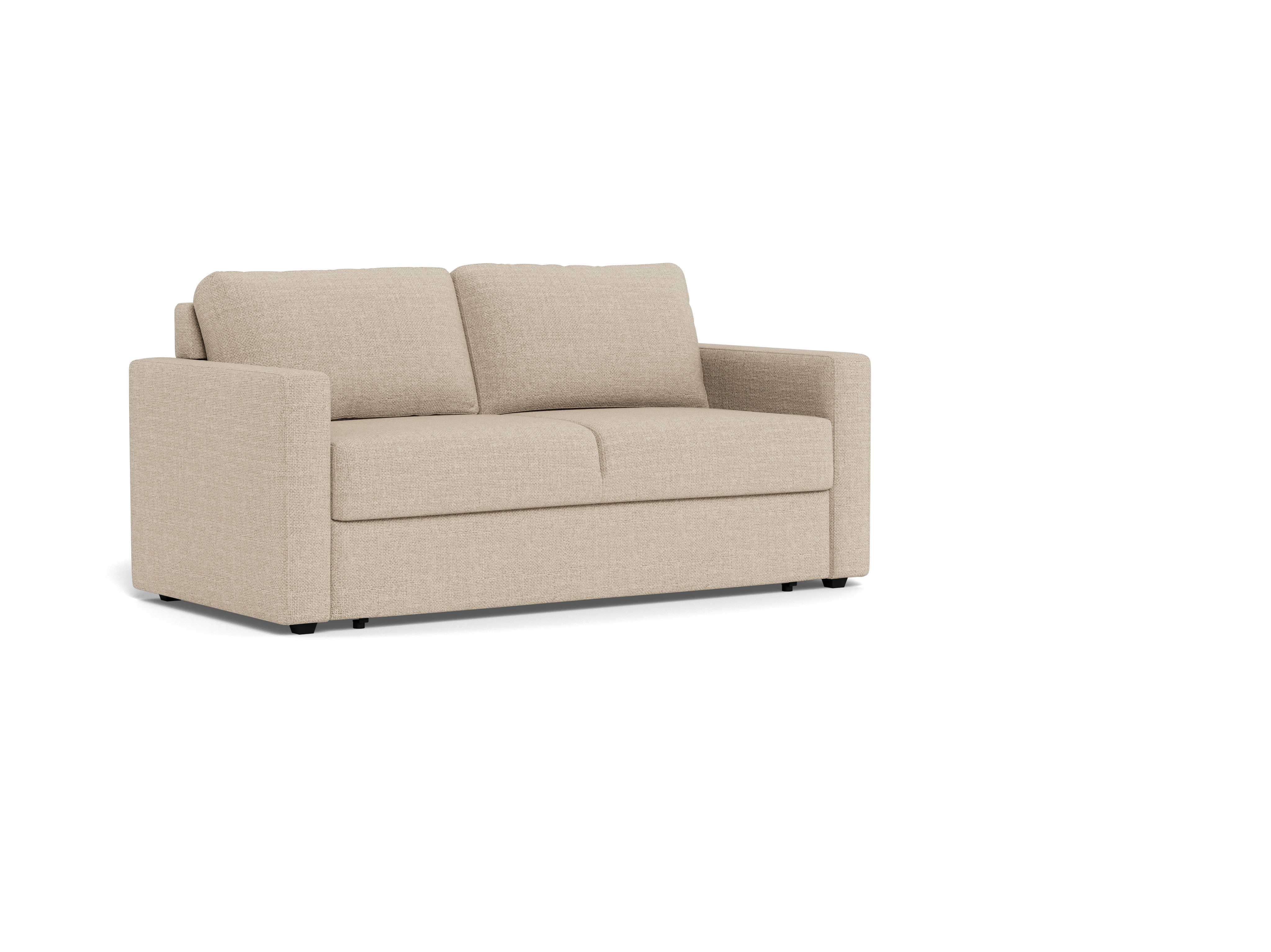 Actona Fleury Bettcouch mit Armlehne, Sitz beige Basel 24, Gestell PP schwarz, 176 x 88 x 85 cm