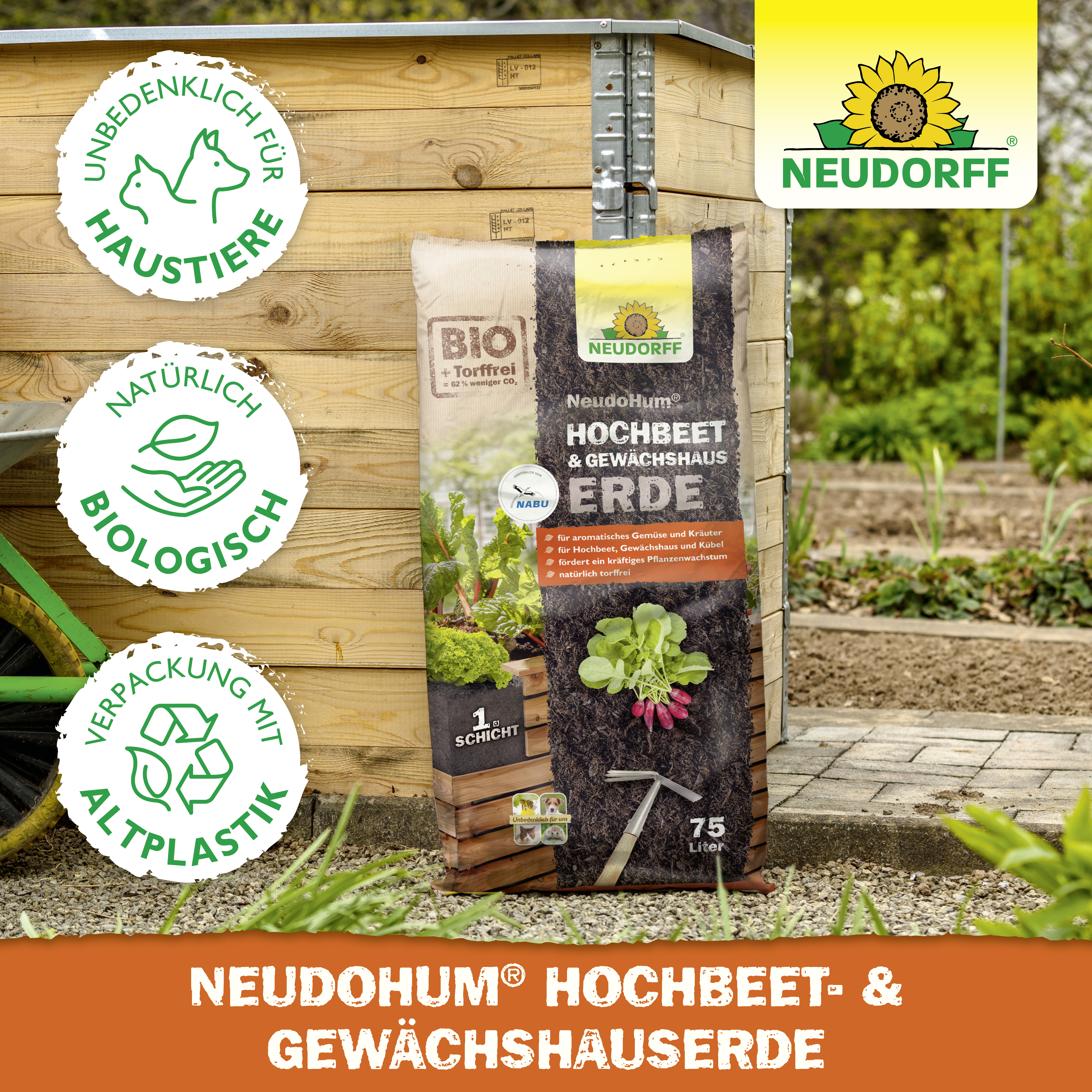 Neudorff NeudoHum Hochbeet- und GewächshausErde, 75 l