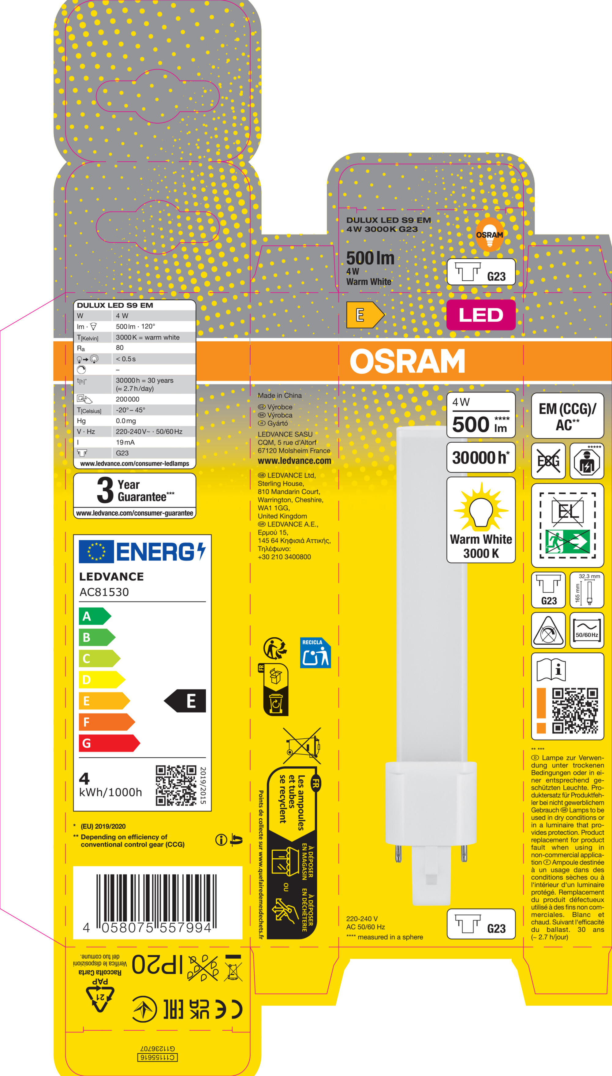 Osram DULUX LED Röhre, 16,5 cm, warmweiß