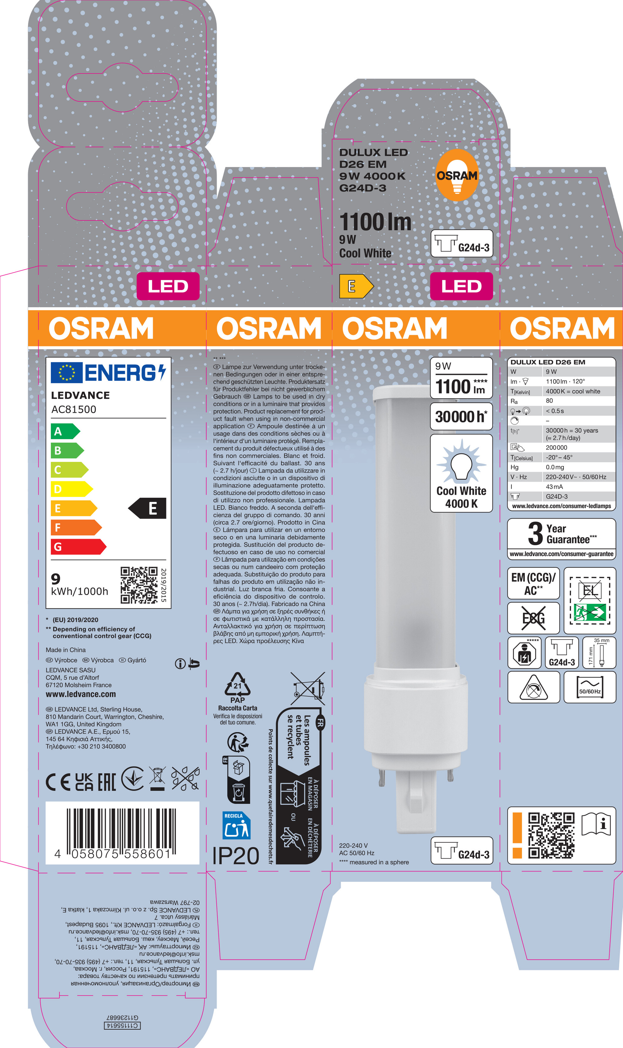 Osram DULUX LED Röhre 17,1 cm, kaltweiß