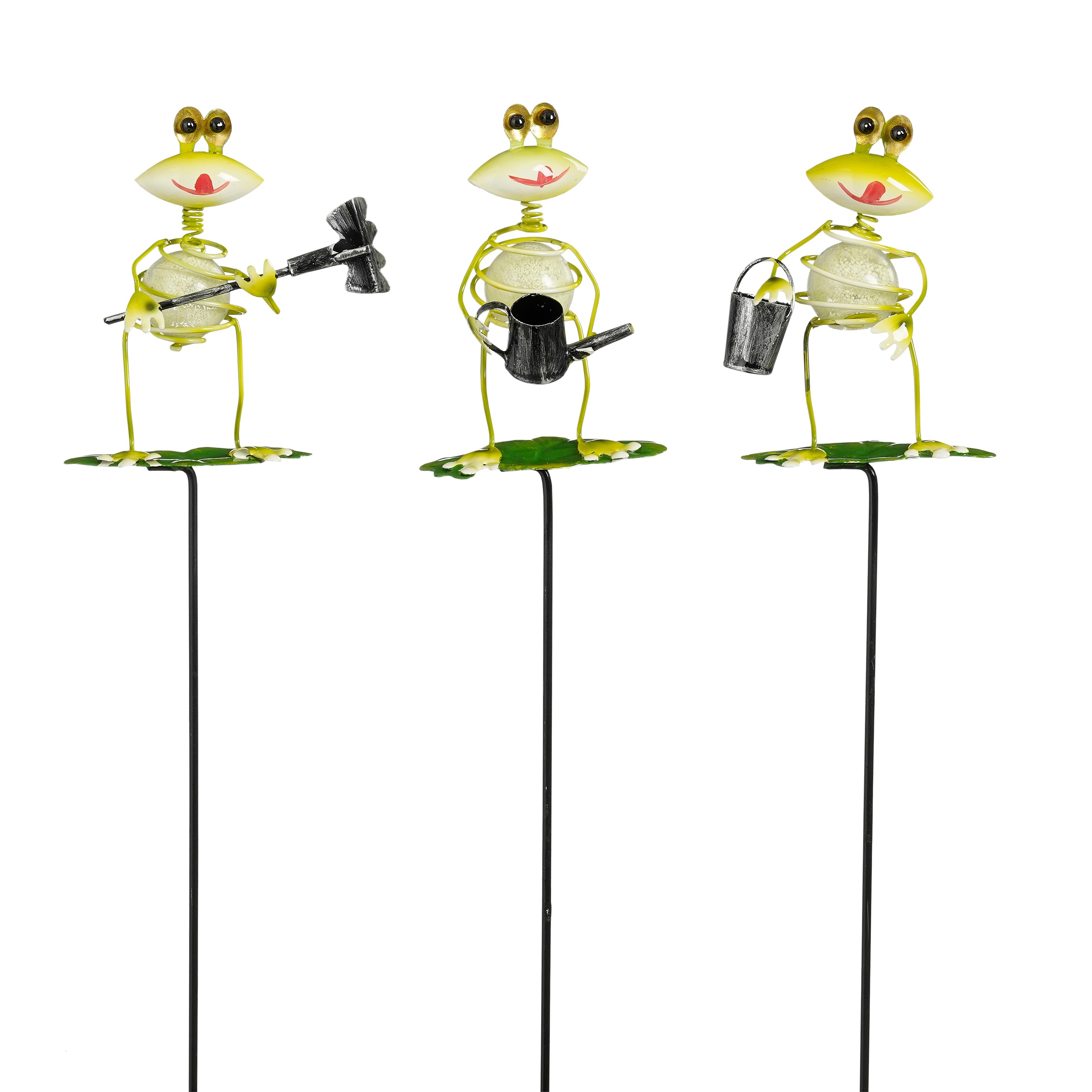 Mica Decorations Gartenstecker Frosch, grün, Sortiment 3, L8 x B5,5 x H37,5 cm