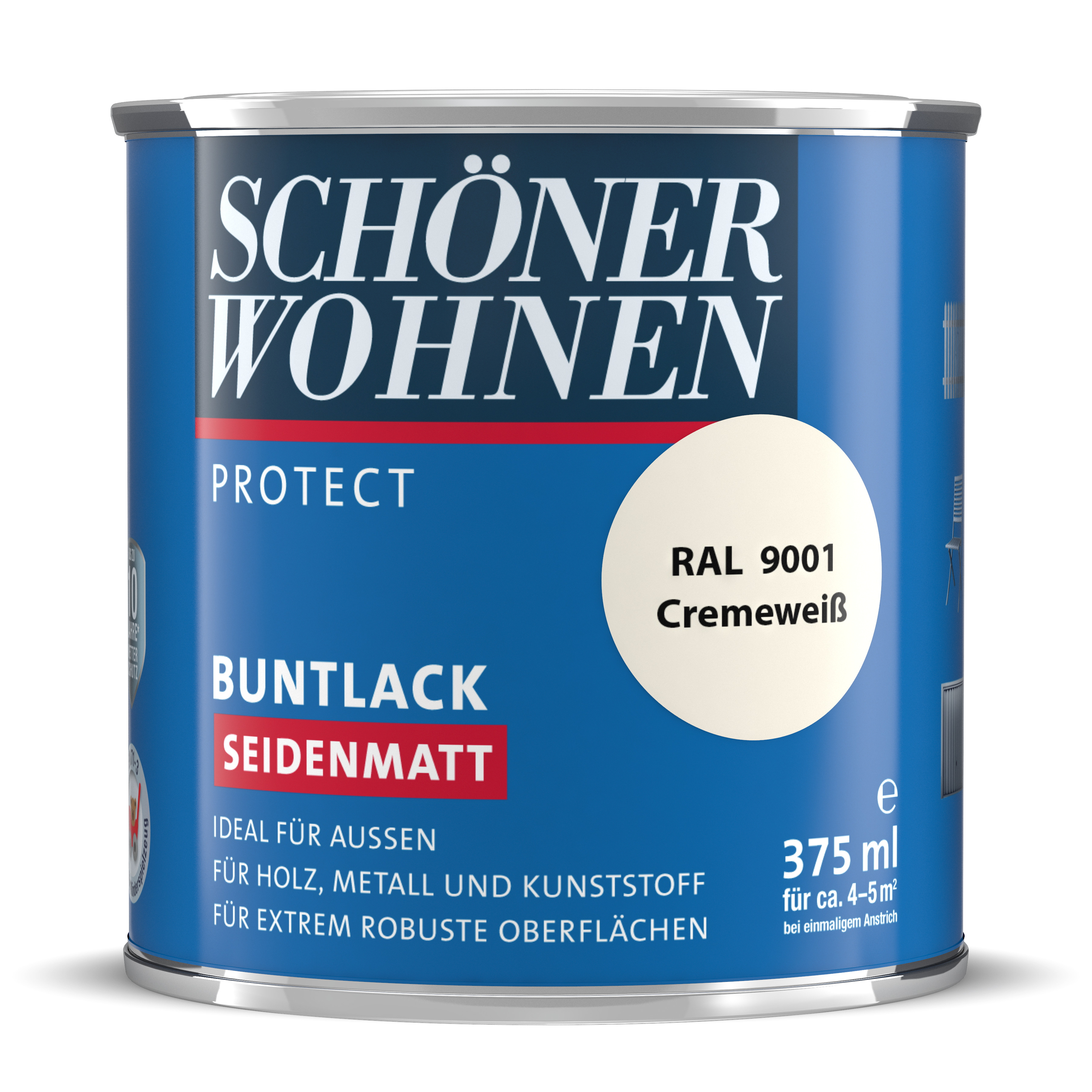 Schöner Wohnen Protect Buntlack, seidenmatt, cremeweiß