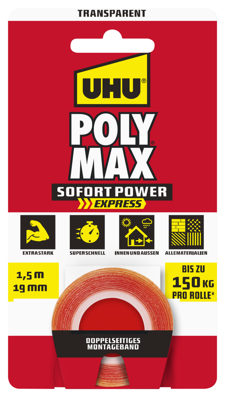 Uhu POLY MAX Doppelband, transparent Uhu POLY MAX Doppelband, transparent
