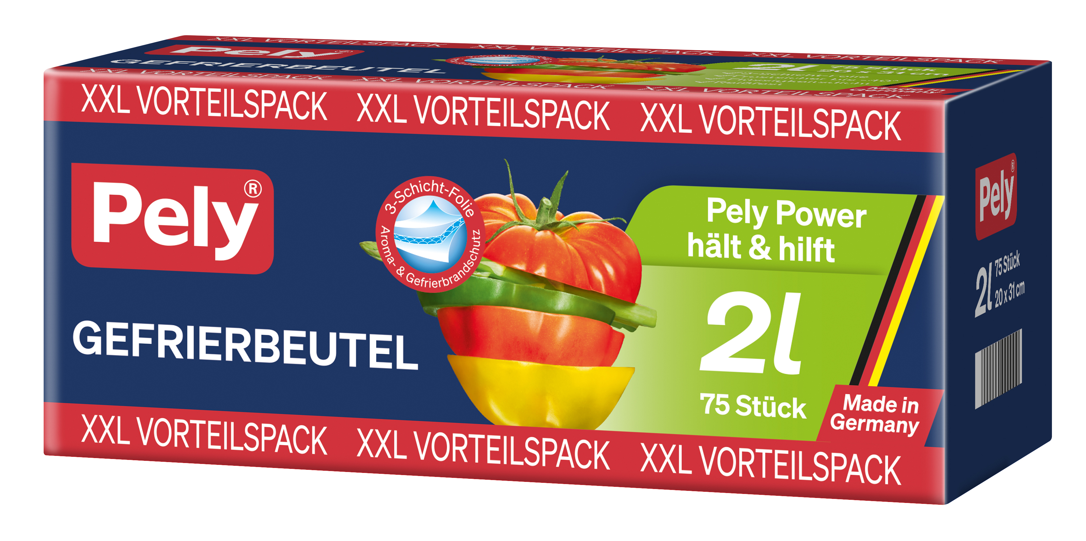 Pely® Gefrierbeutel, 2 Liter, 75 Beutel, Vorteilspack