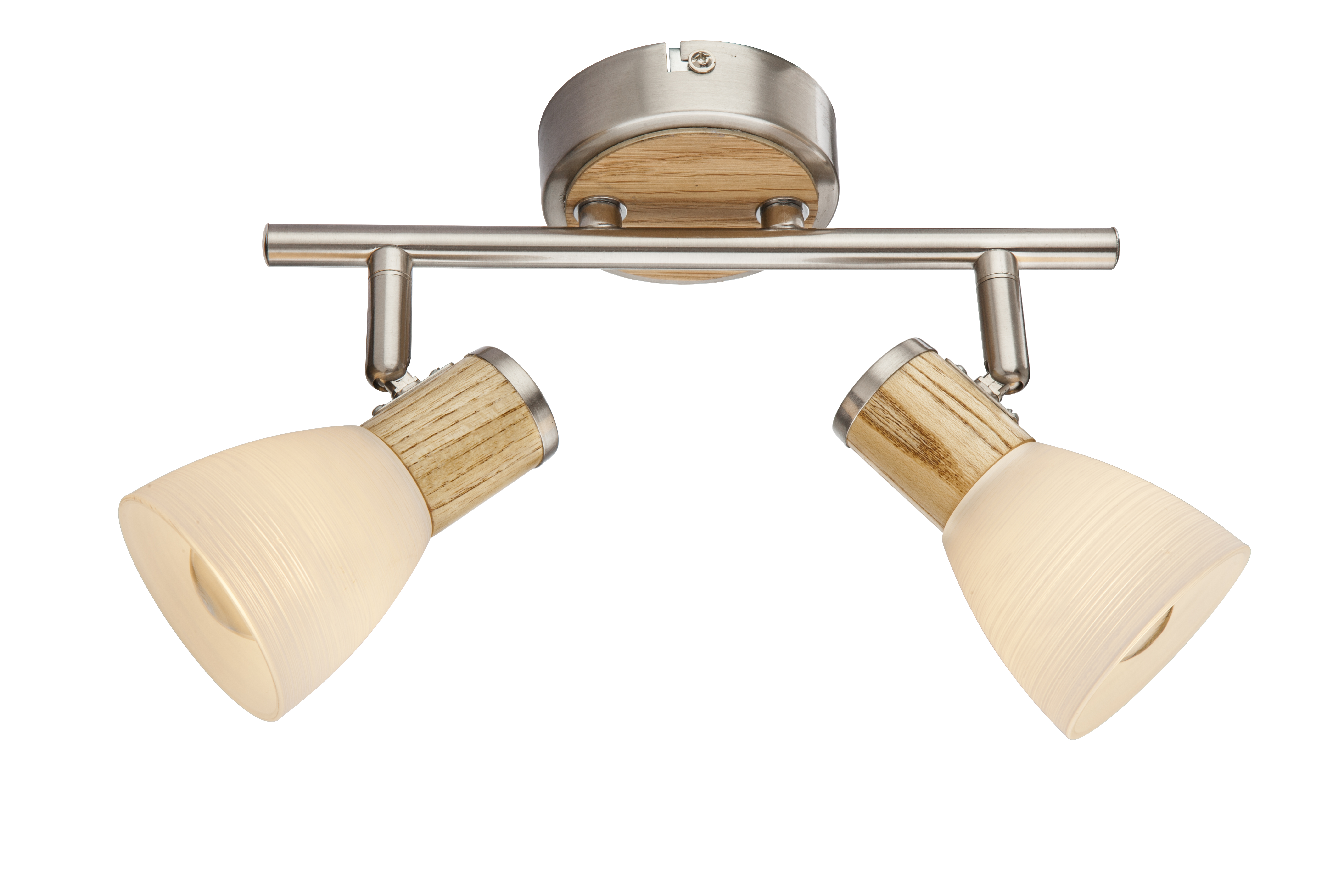 GLOBO STRAHLER 2XE14 NICKEL HOLZ GLAS