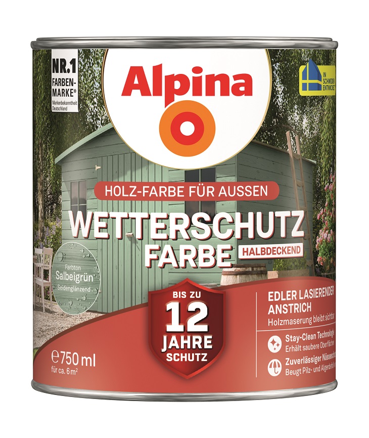 Alpina Wetterschutz-Farbe Salbeigrün, 750ml