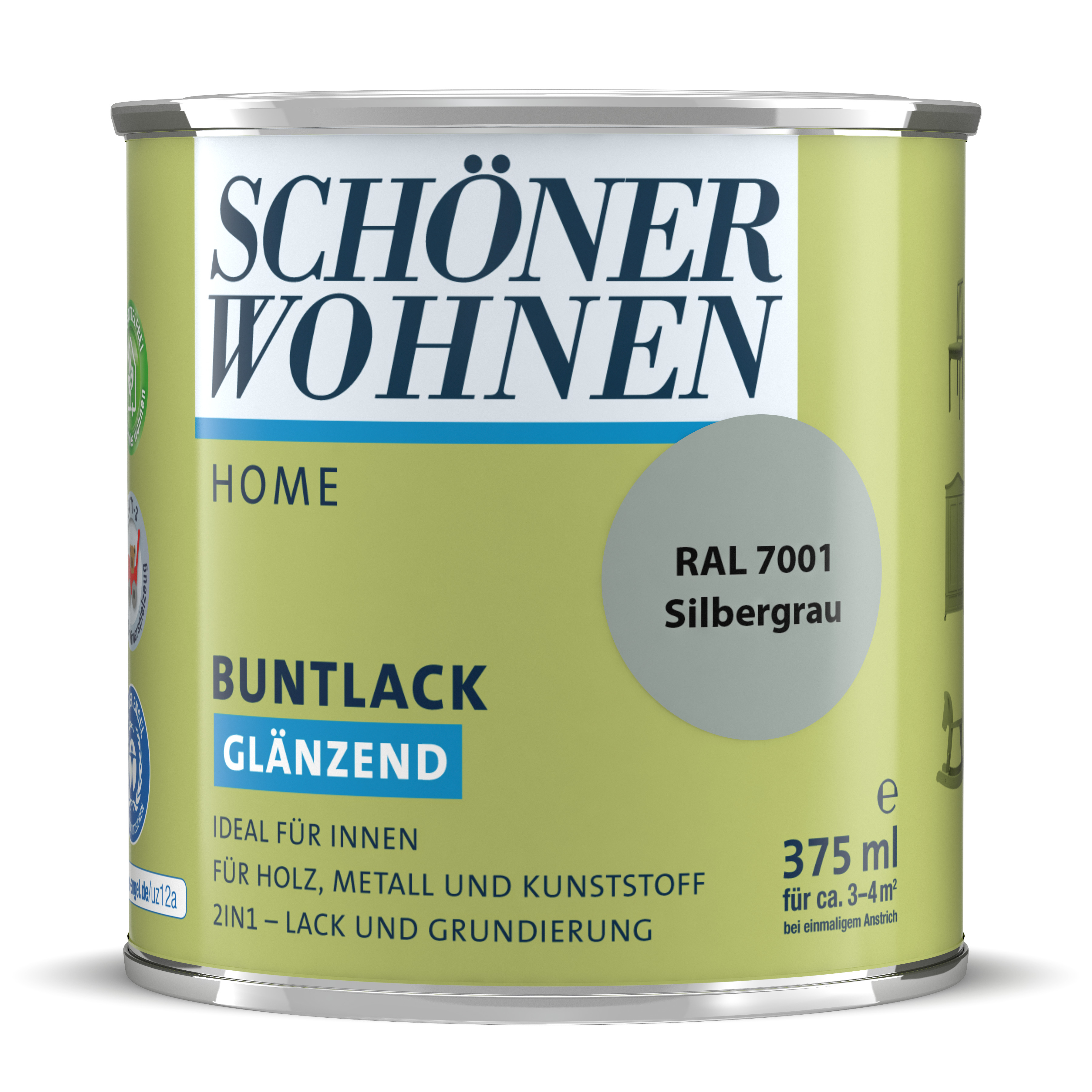 SW_2448-0375-7001 Schöner Wohnen Home Buntlack, glänzend, silbergrau