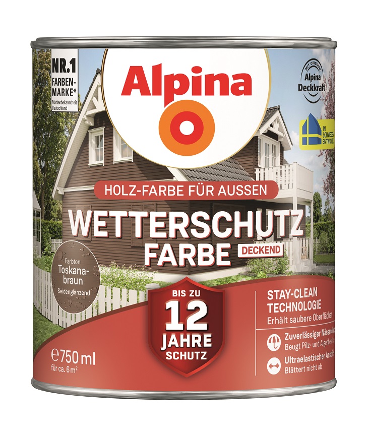4001244702060_1 Alpina Wetterschutz-Farbe Toskanabraun, 750ml
