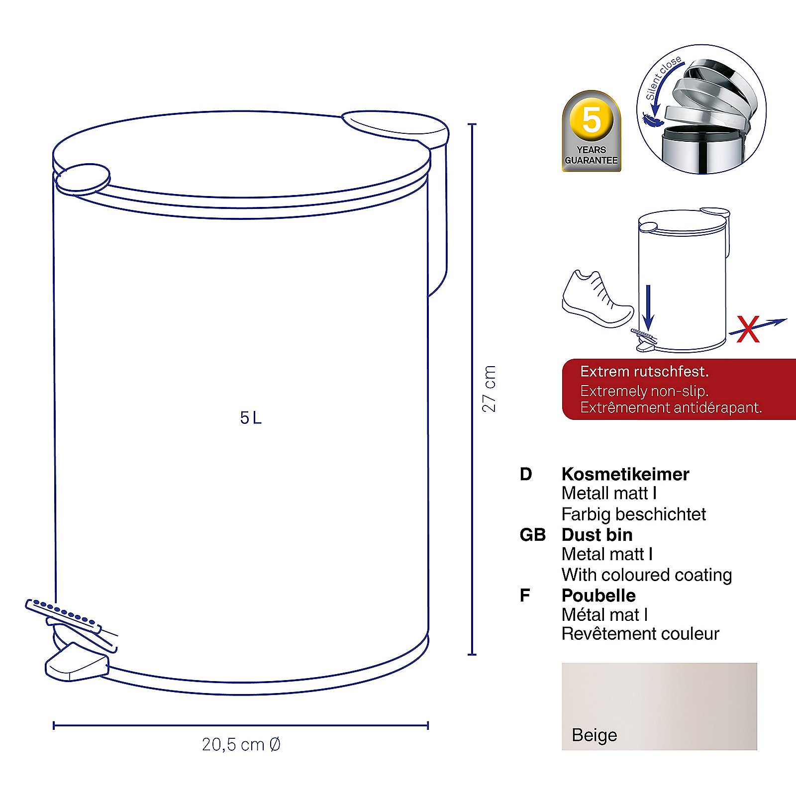 Kela Kosmetikeimer "Mats", beige Kela Kosmetikeimer "Mats", beige
