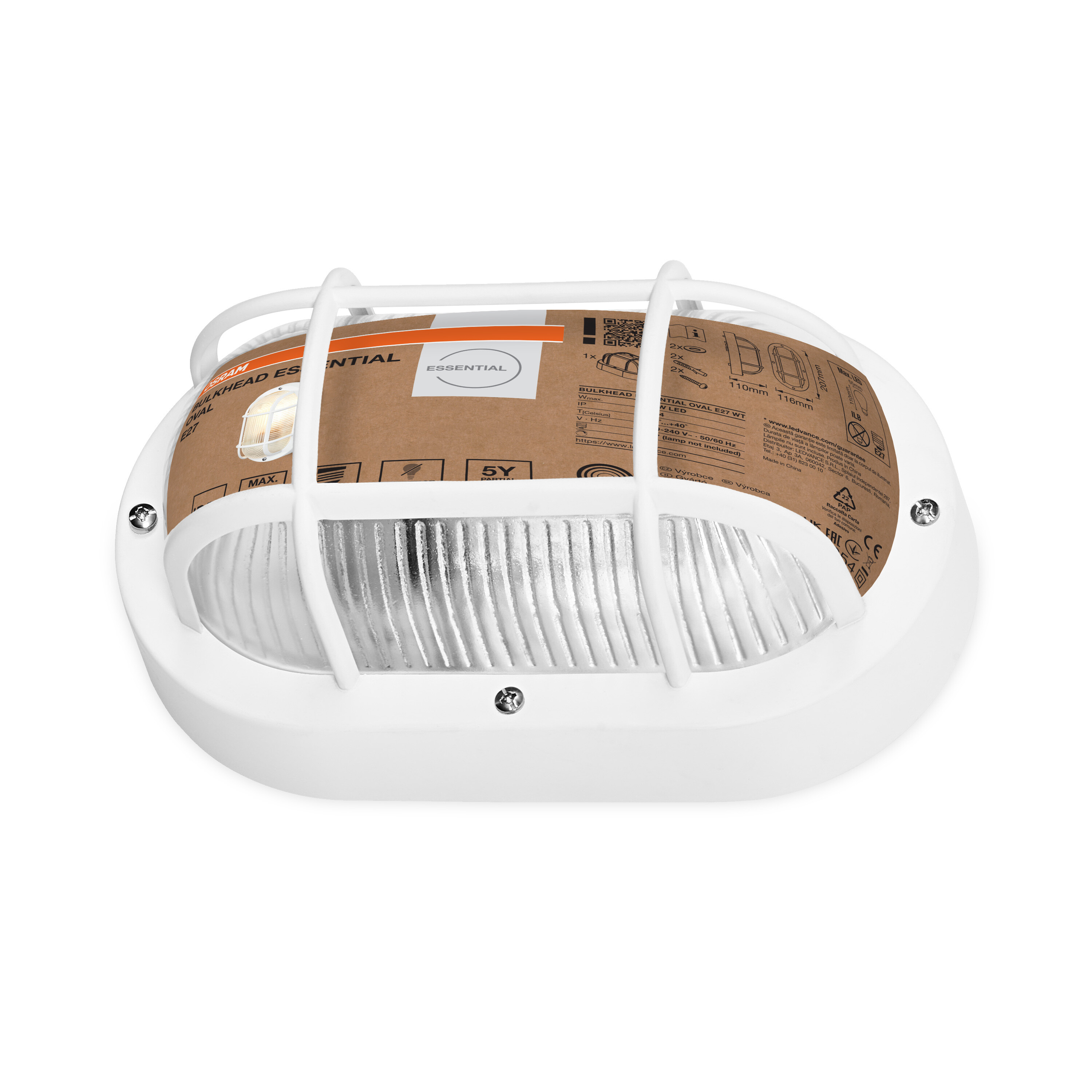 Osram Außenleuchte Bulkhead Essential Oval, E27, weiß