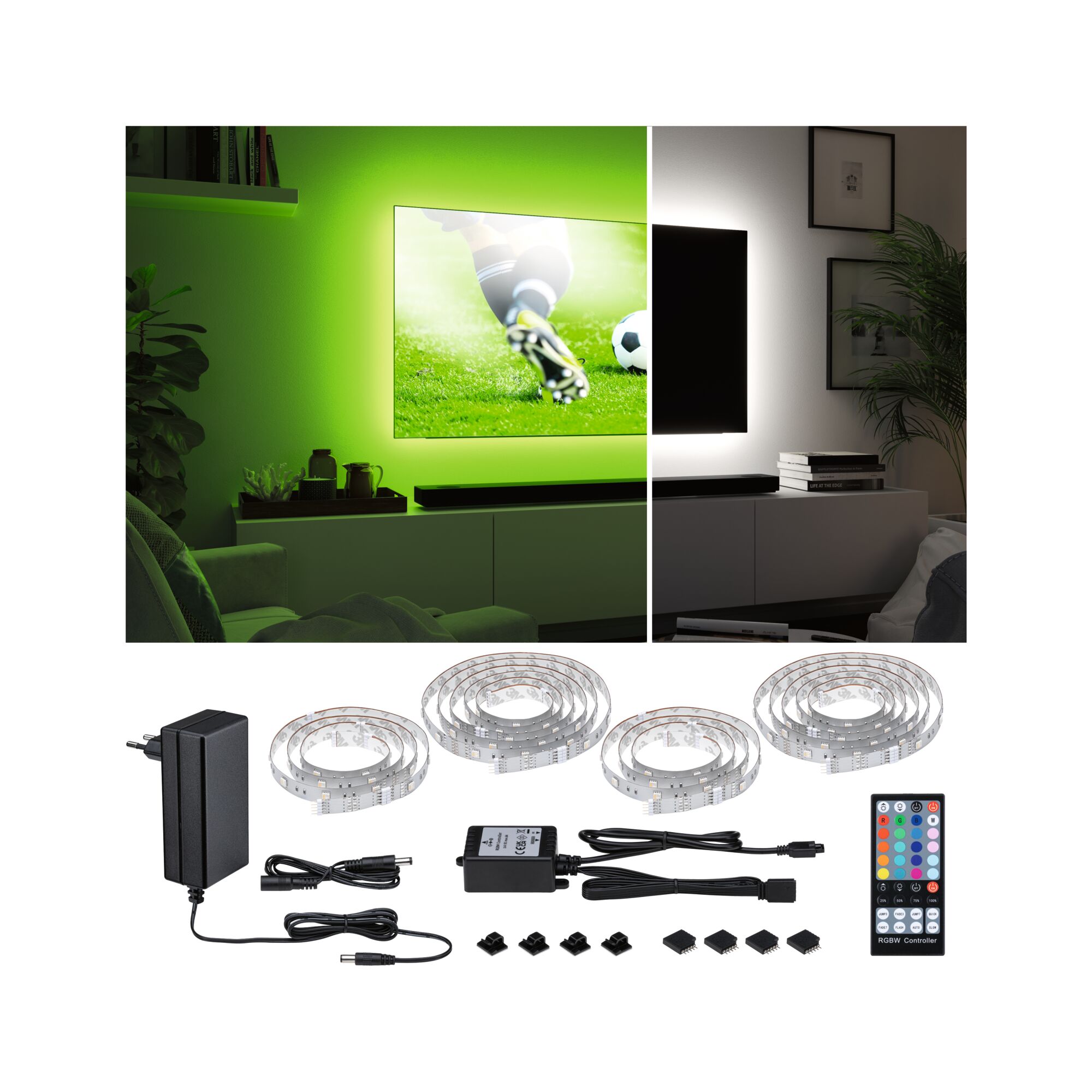 Paulmann MaxLED 250 Comfort Sets, TV 75, RGBW, 3000K, 25,5W, 230/24V, Silber Paulmann MaxLED 250 Comfort Sets, TV 75, RGBW, 3000K, 25,5W, 230/24V, Silber