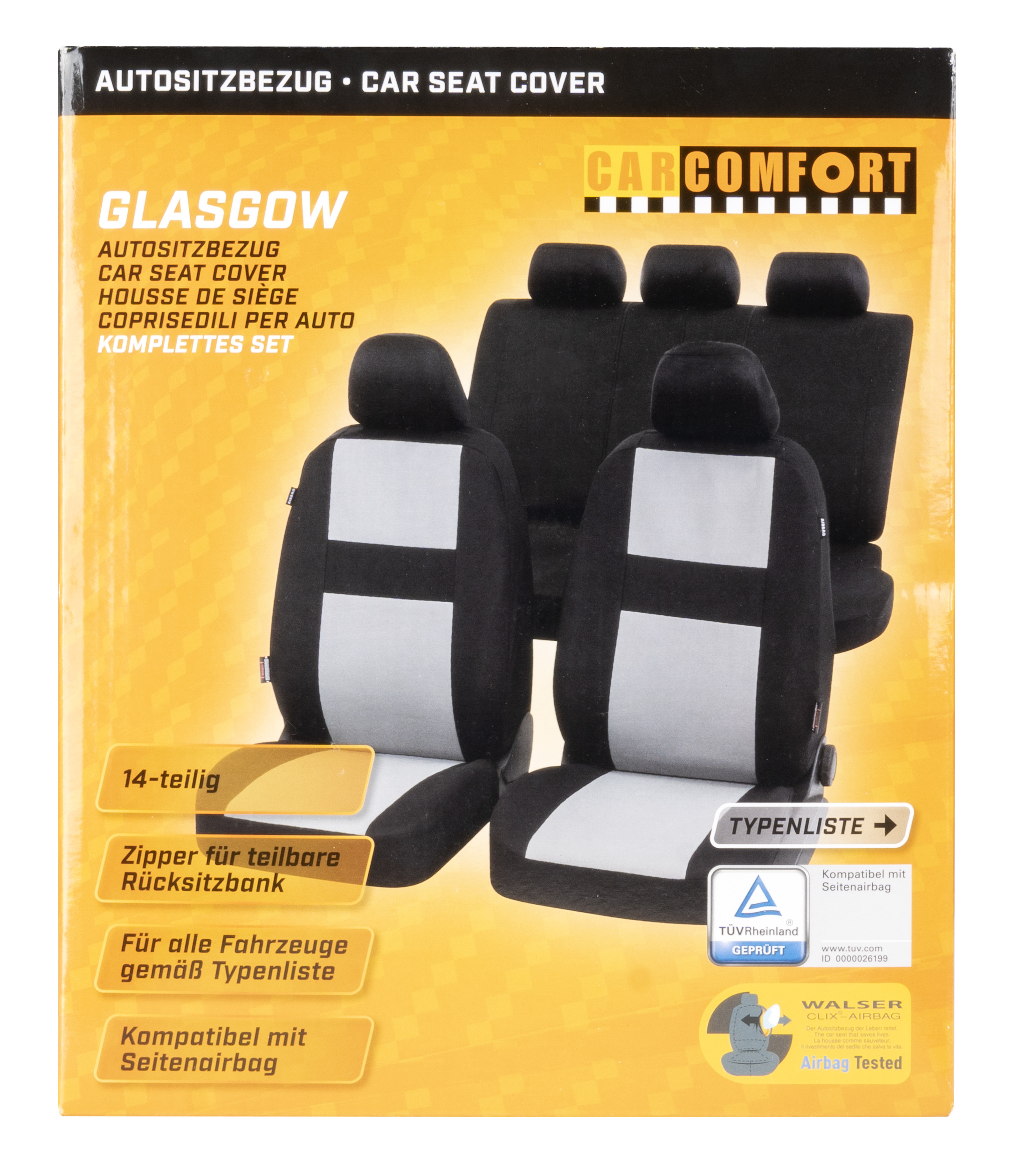 CarComfort Autositzbezug Glasgow, schwarz/grau, 2VS 2-teilig 5NS 1RS 5-teilig CarComfort Autositzbezug Glasgow, schwarz/grau, 2VS 2-teilig 5NS 1RS 5-teilig