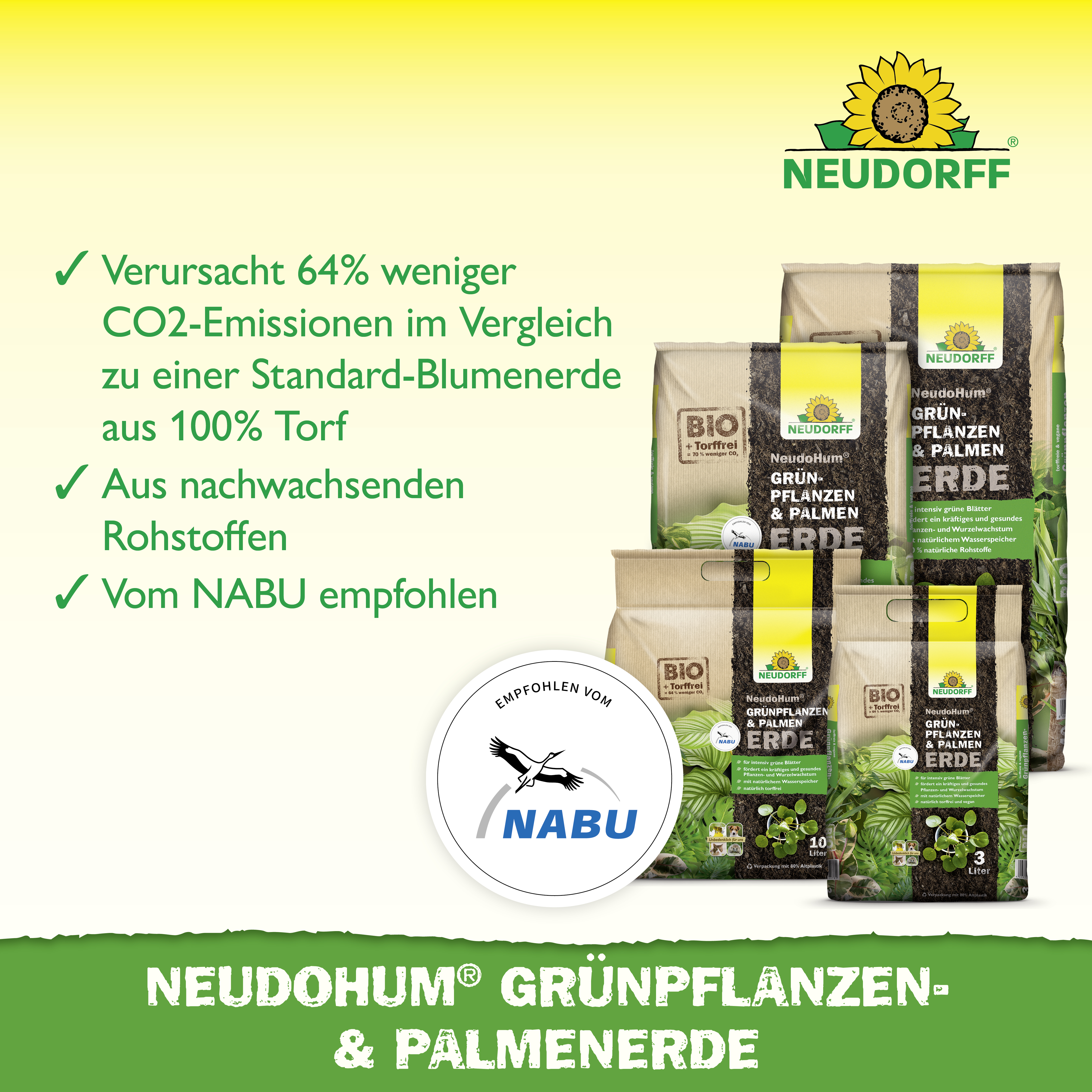 Neudorff NeudoHum Grünpflanzen- & PalmenErde, 10 l