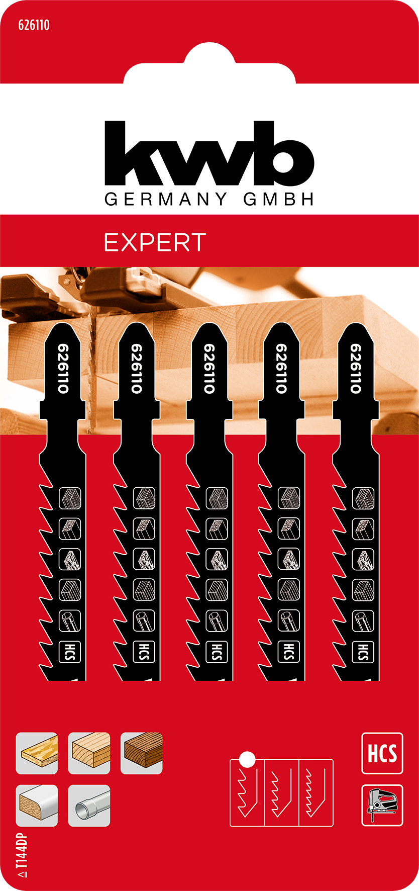 kwb HCS-Stichsägeblätter mit T-Schaft für Holz, extra grob, 100 mm kwb HCS-Stichsägeblätter mit T-Schaft für Holz, extra grob, 100 mm