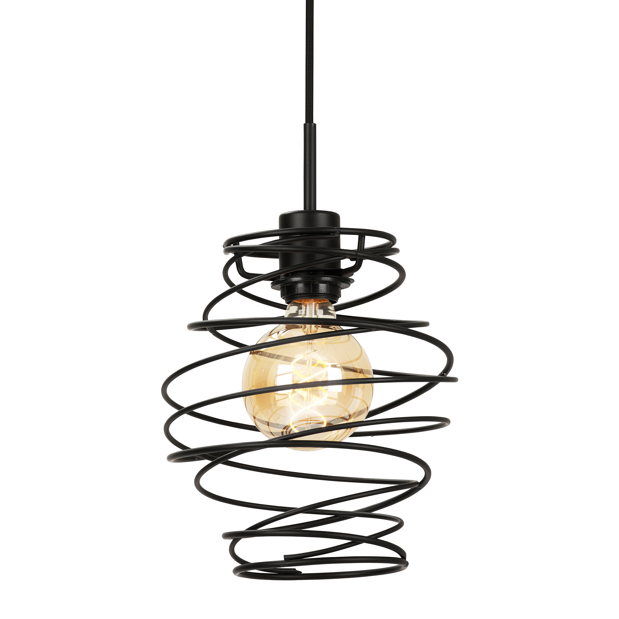 172355-2 BRILONER HÄNGELEUCHTE 1XE27 BLACK STEEL FEDERDESIGN