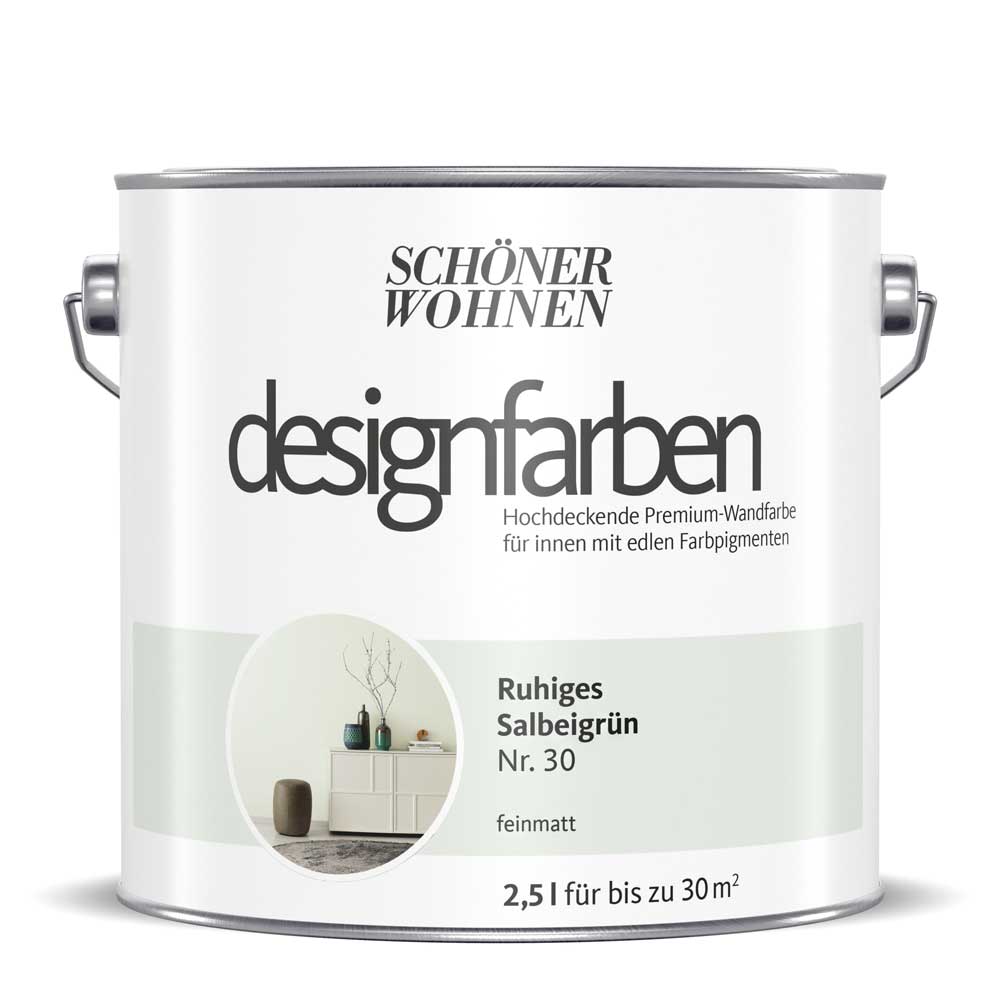 Schöner Wohnen Designfarbe, ruhiges Salbeigrün, 2,5L Schöner Wohnen Designfarbe, ruhiges Salbeigrün, 2,5L