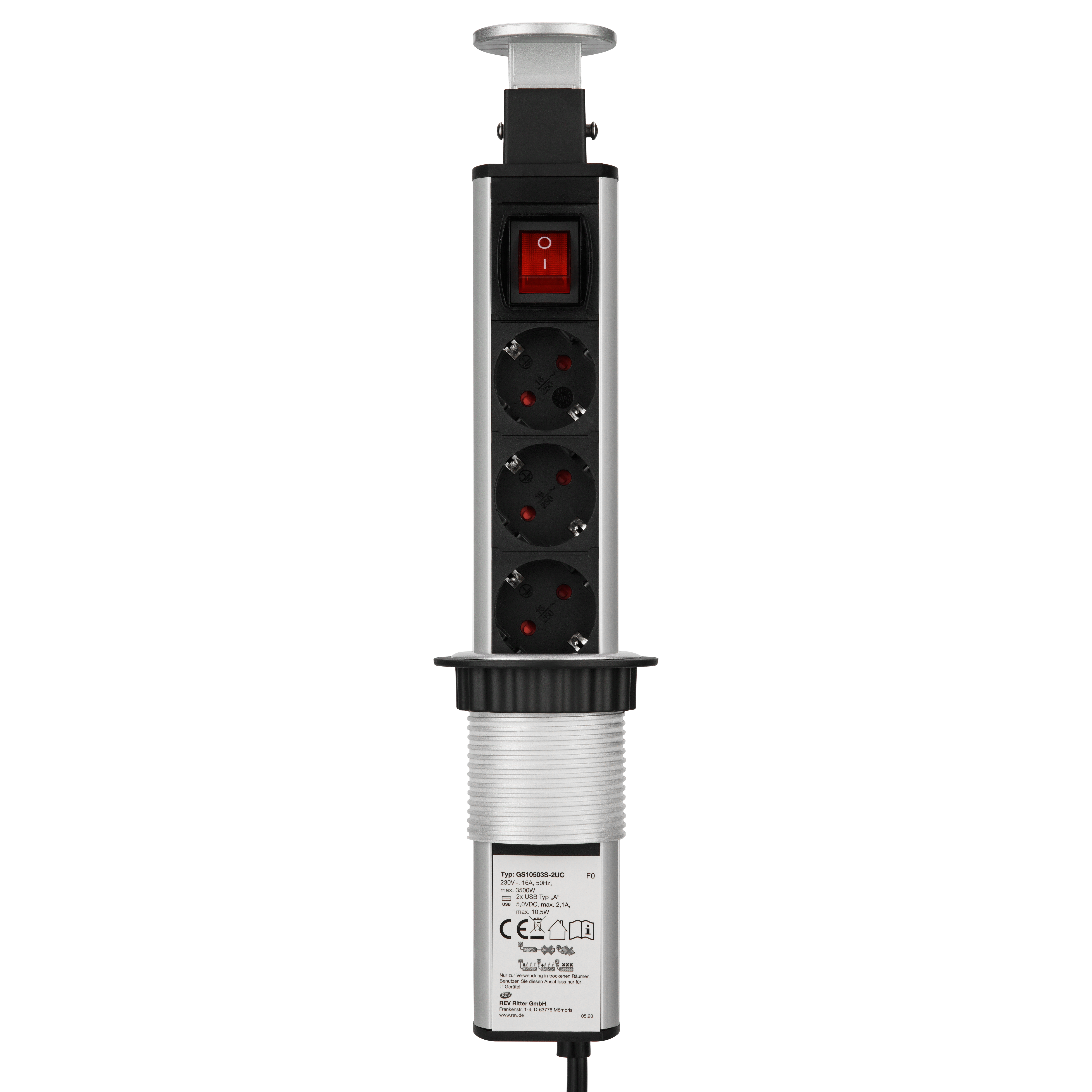 Steckdosensäule 3-fach mit USB, 1,5m Steckdosensäule 3-fach mit USB, 1,5m