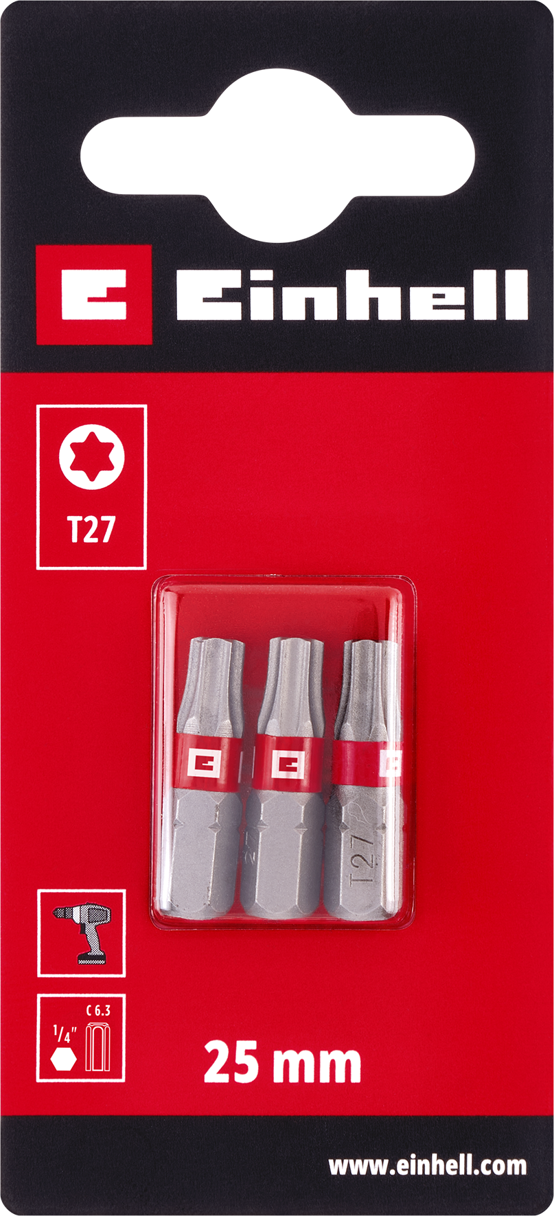 Einhell Standard-Bits, 25 mm, T27