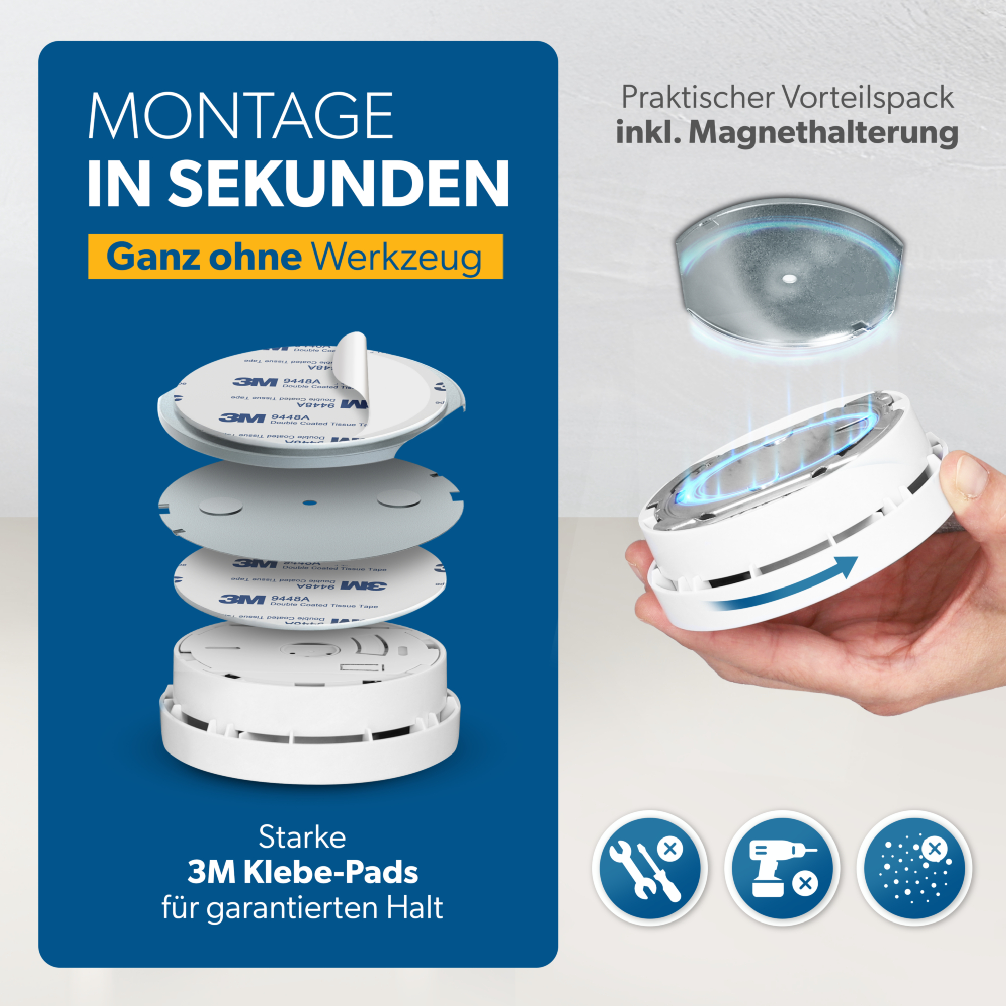 Unitec Rauchwarnmelder VDS mit Magnethalterung