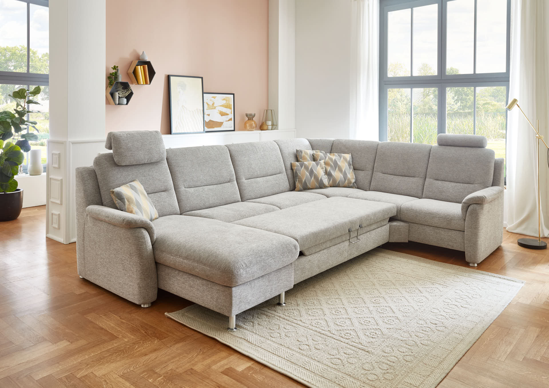 Polipol Wohnlandschaft Modell PP-HS17006 typ CanL-2,5EL-RE-2R, Stellfläche ca. 169-205 x 337 x 242 cm