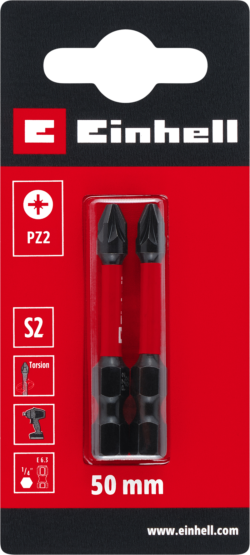 Einhell Impact-Bits Torsion, 50 mm, PZ2 S2