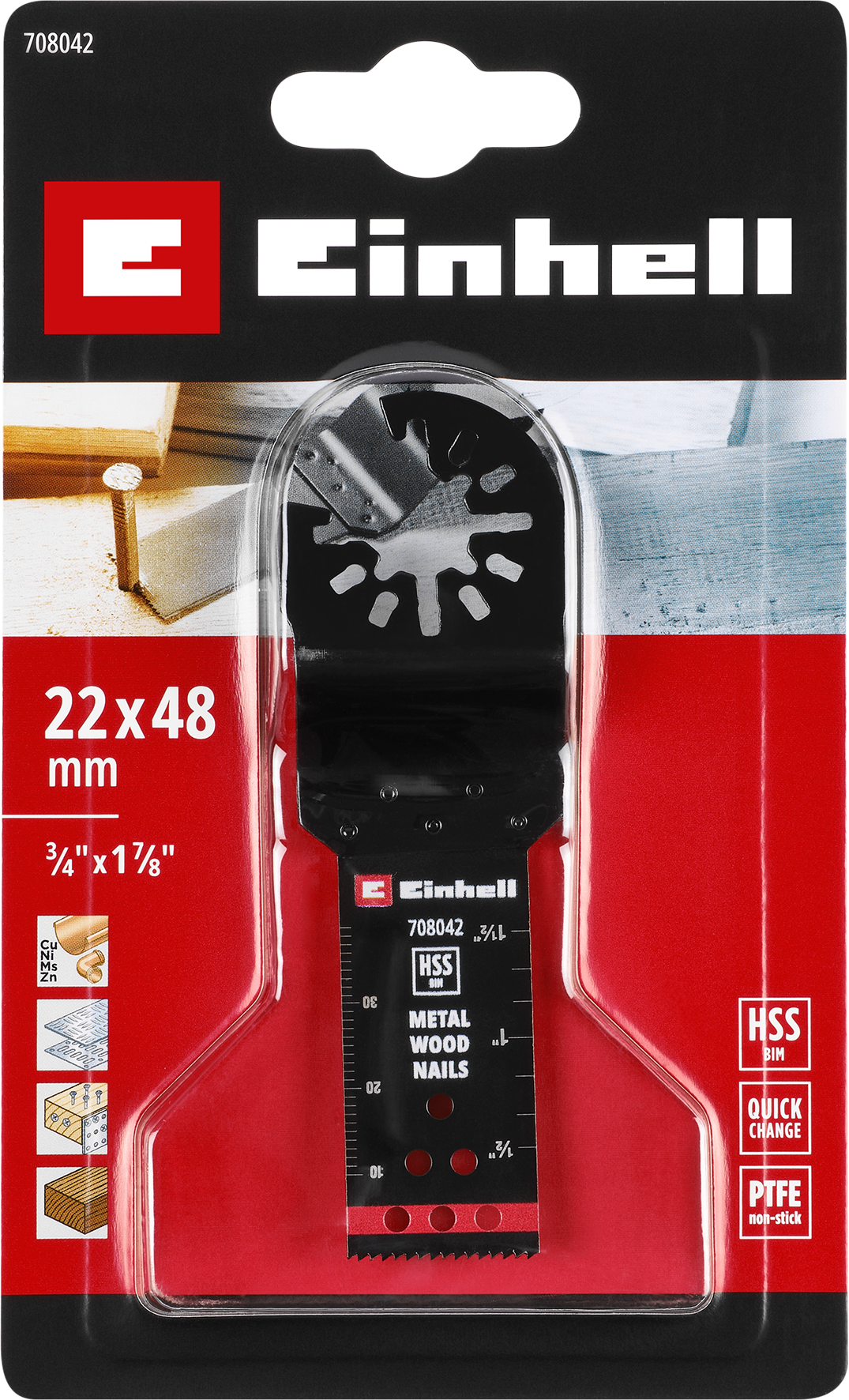 Einhell HSS-BiM-Tauchsägeblatt mit Universalaufnahme, gerade, 22 x 48 mm Einhell HSS-BiM-Tauchsägeblatt mit Universalaufnahme, gerade, 22 x 48 mm
