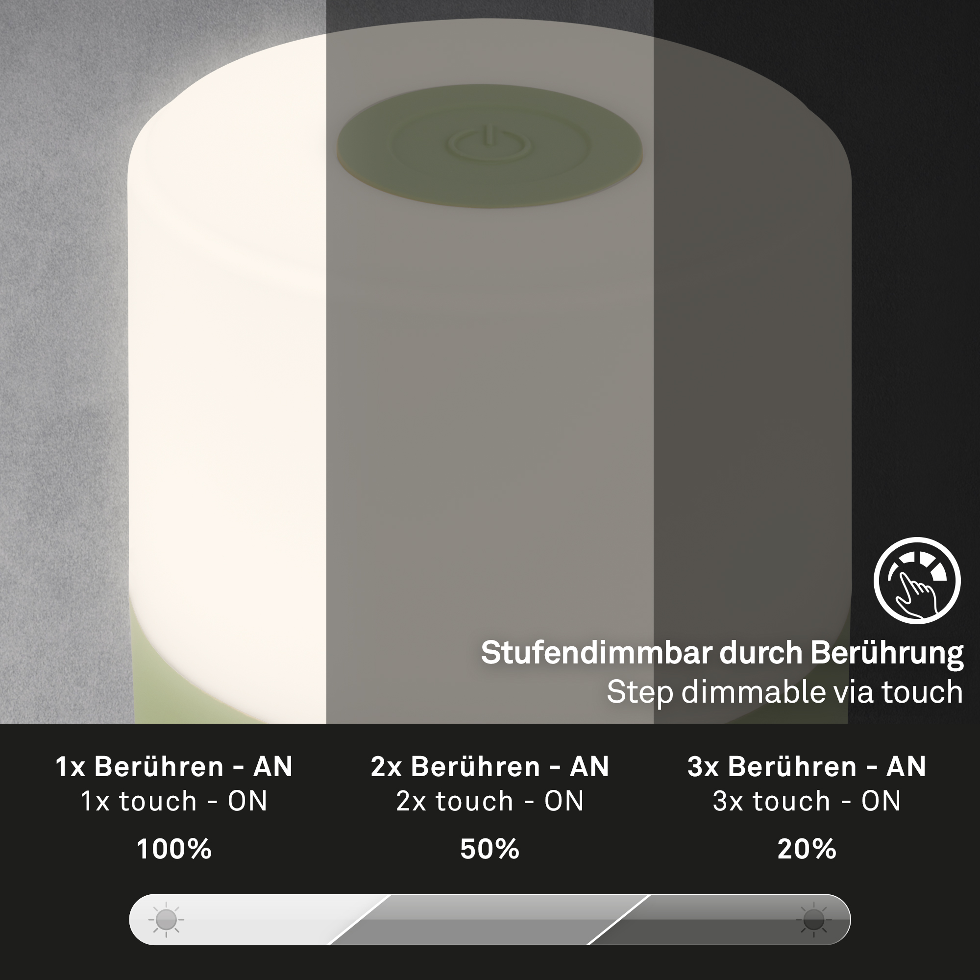 Briloner LED Akku-Tischleuchte, 7 cm, grün Briloner LED Akku-Tischleuchte, 7 cm, grün