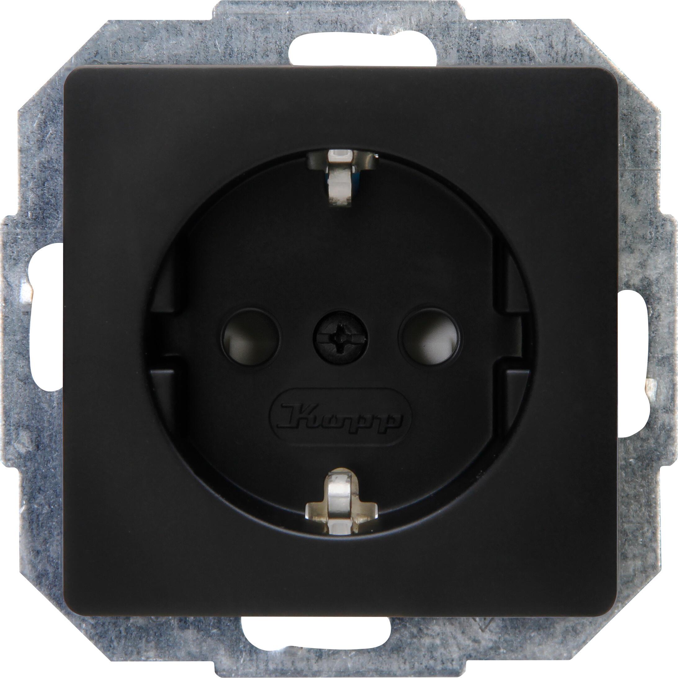 Kopp PARIS Schutzkontakt-Steckdose, schwarz matt Kopp PARIS Schutzkontakt-Steckdose, schwarz matt