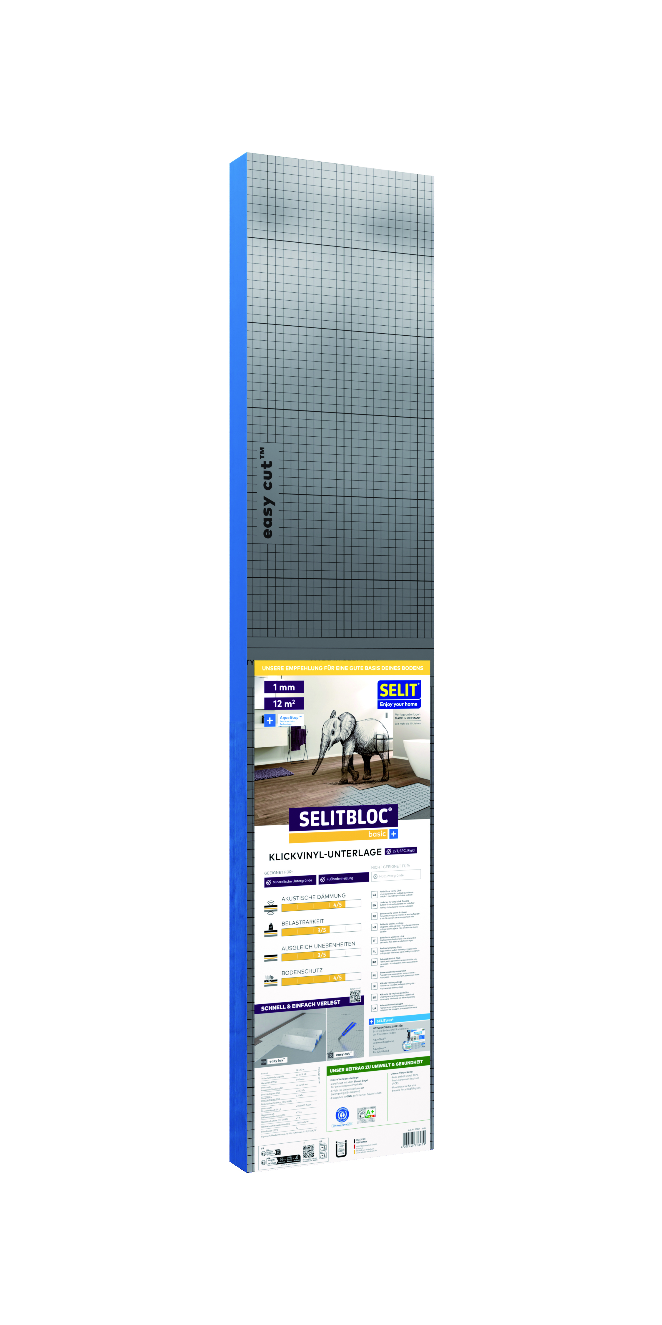 SELITBLOC Vinylunterlage basic+ 1 mm, 1,2 x 10 m, 12 m²